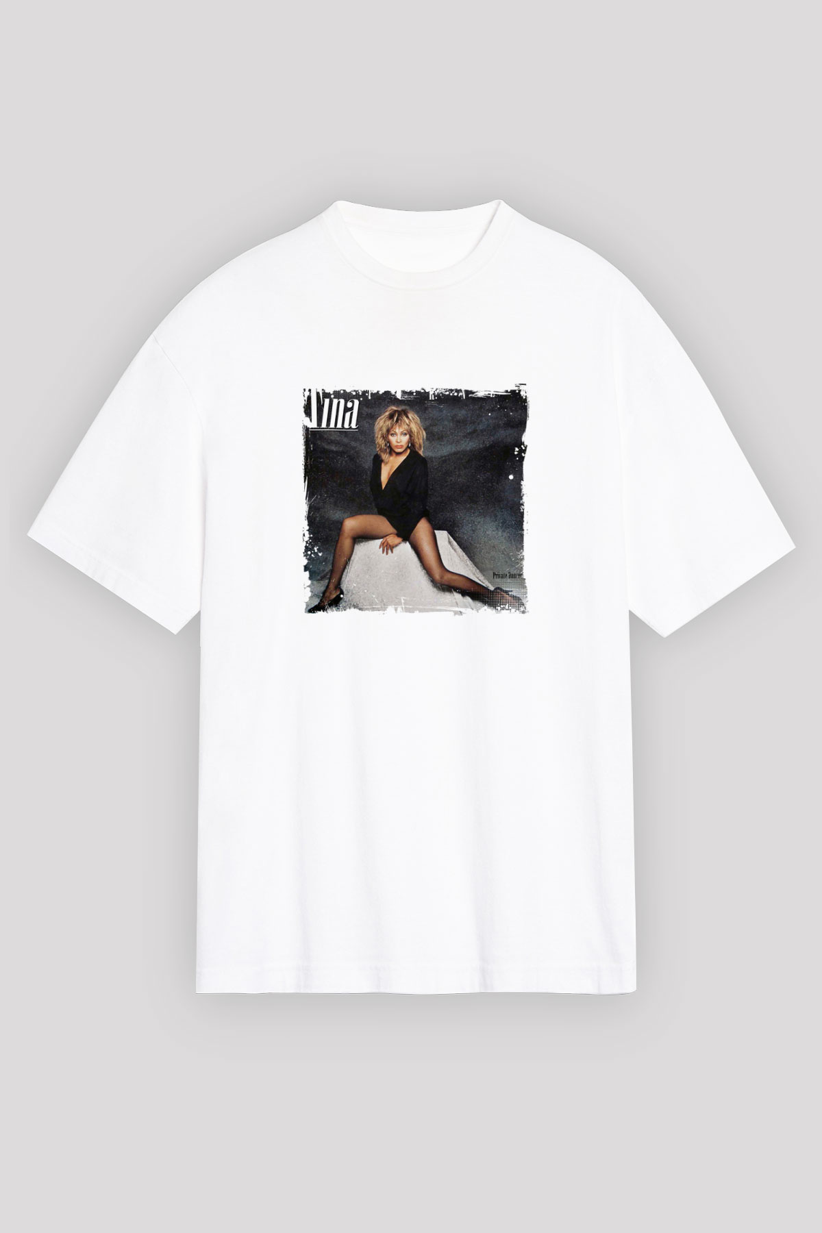 Tine Turner Baskılı Unisex Beyaz Tişört