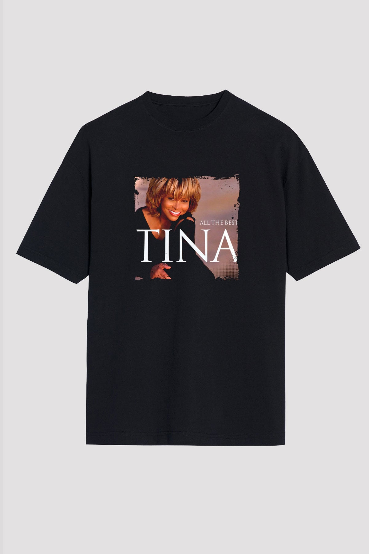 Tine Turner Baskılı Unisex Oversize Siyah Tişört