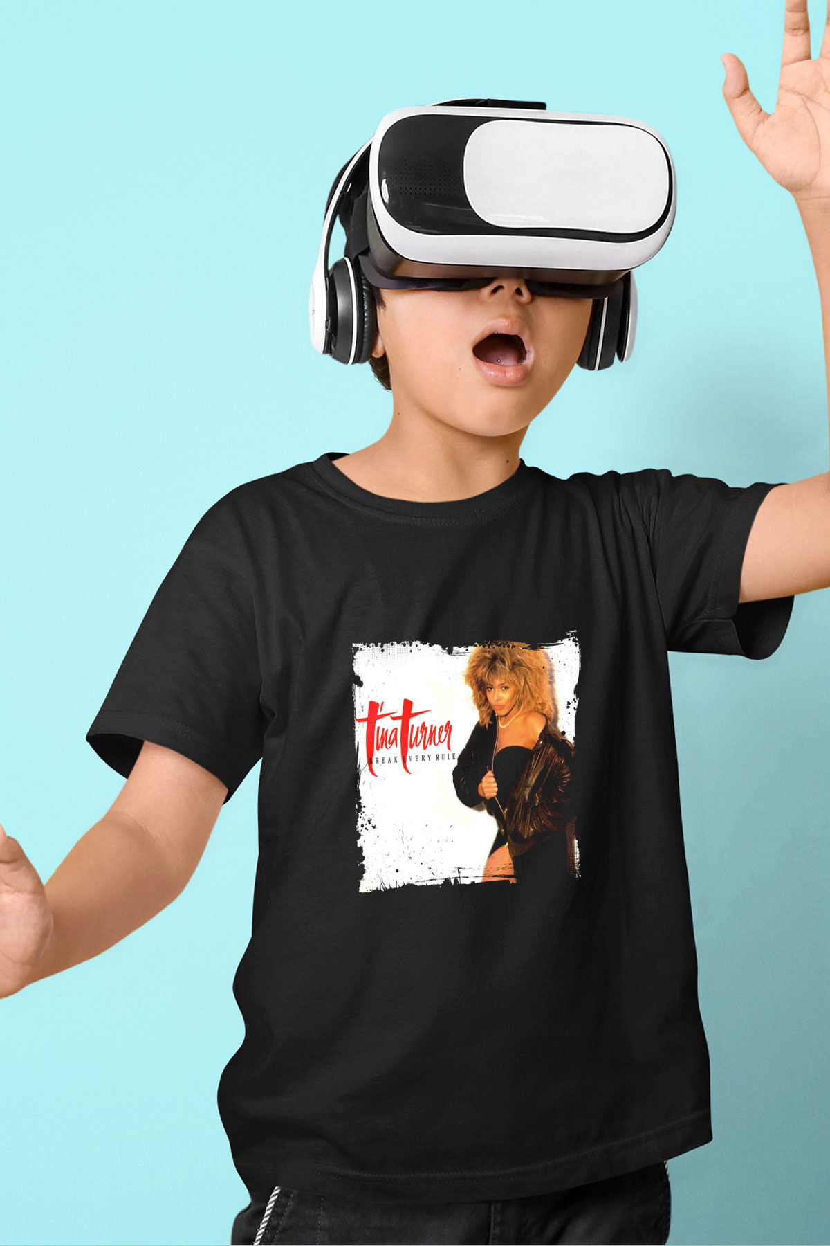 Tine Turner Baskılı Unisex Siyah Çocuk Tişört