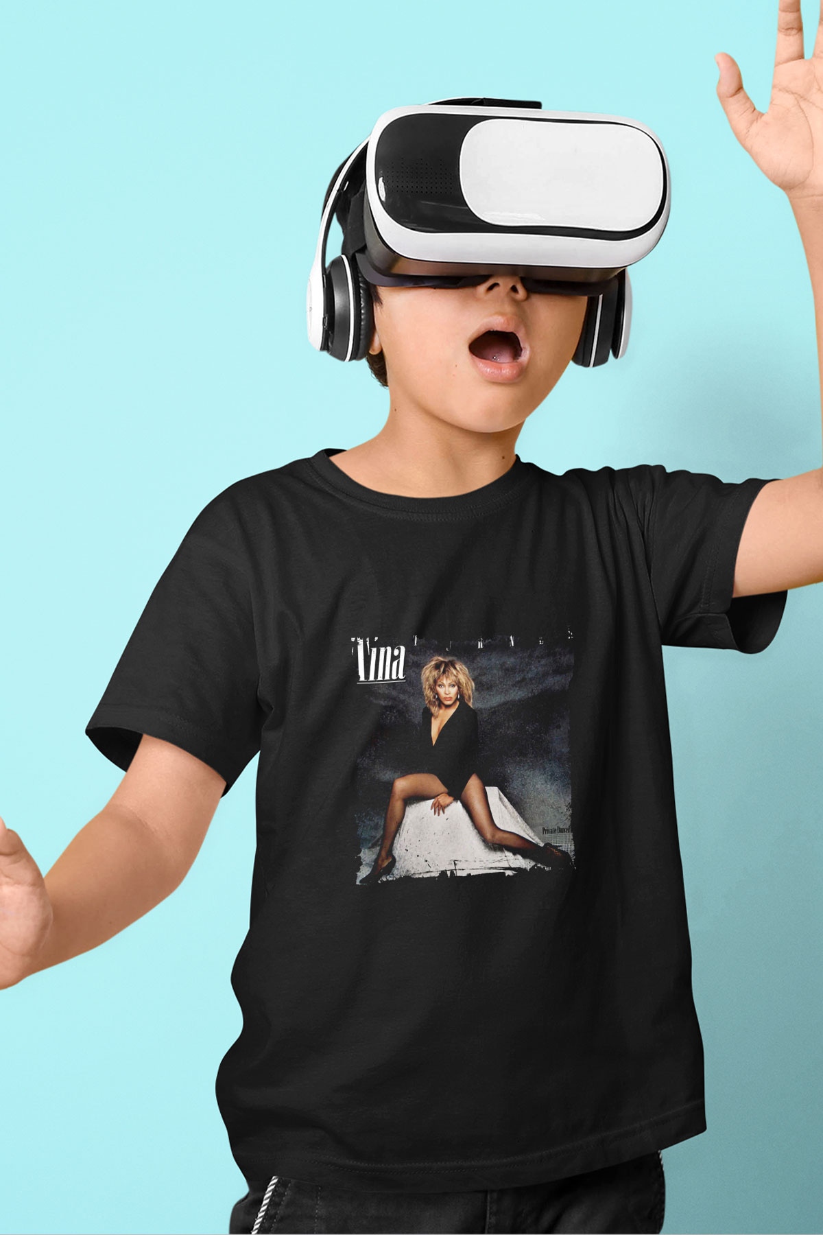Tine Turner Baskılı Unisex Siyah Çocuk Tişört