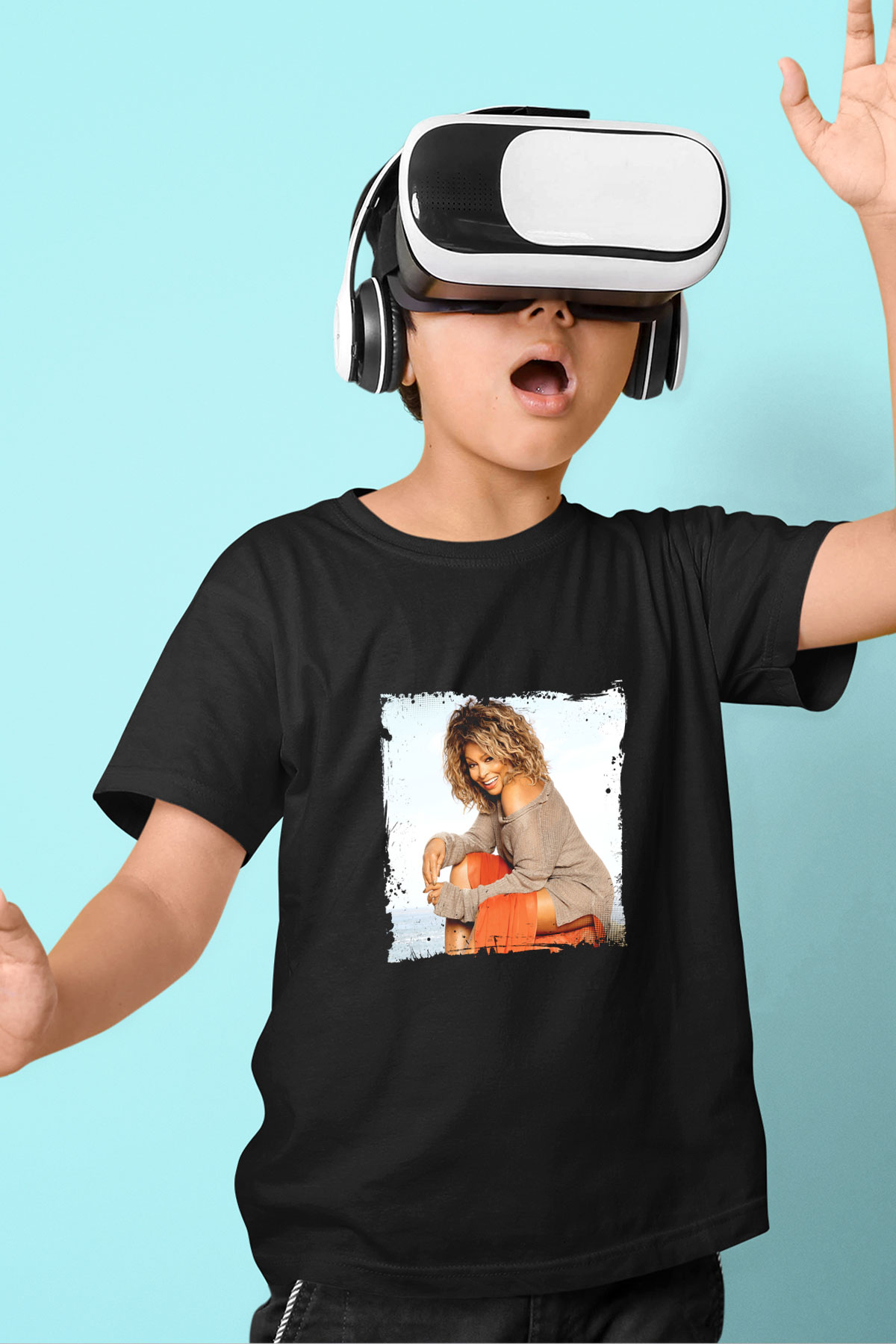 Tine Turner Baskılı Unisex Siyah Çocuk Tişört