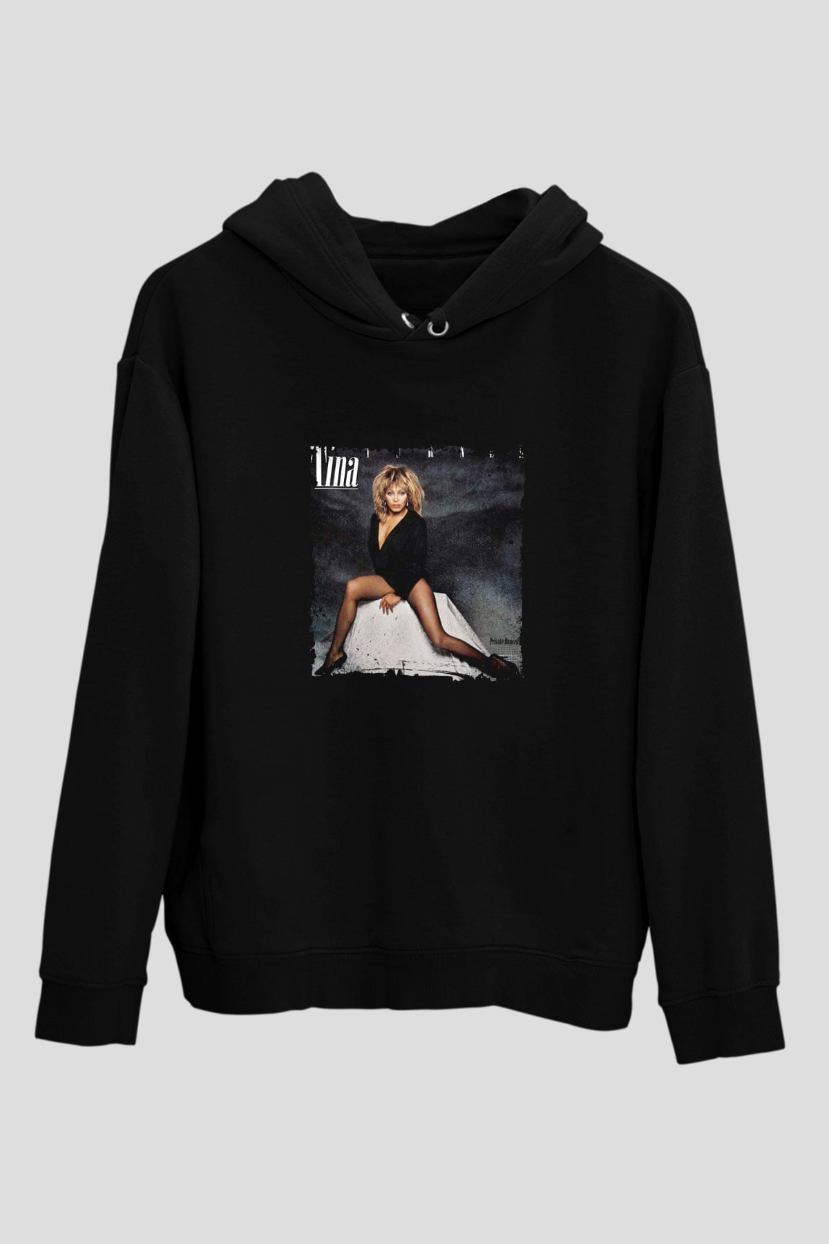 Tine Turner Baskılı Unisex Siyah Hoodie