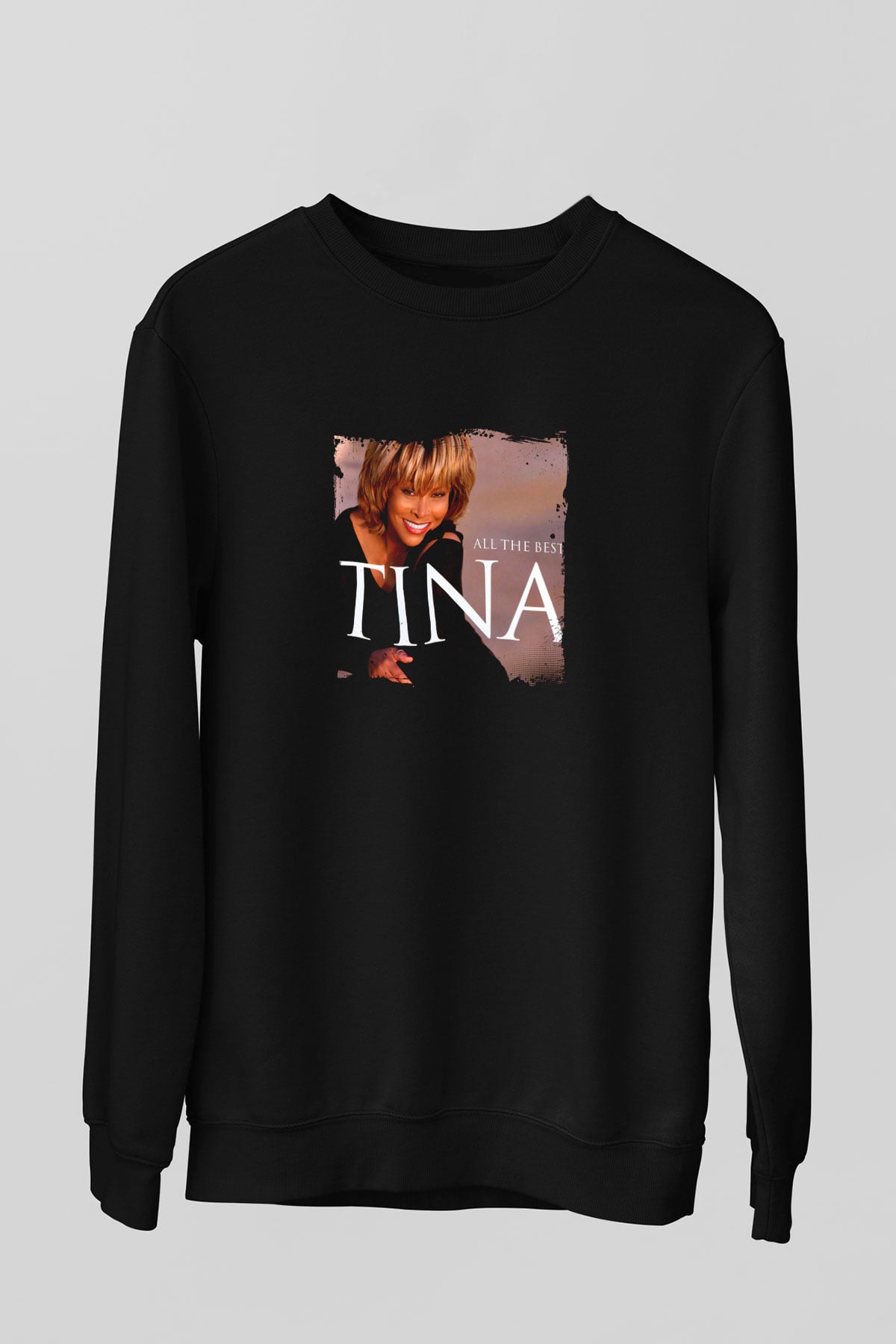 Tine Turner Baskılı Unisex Siyah Sweatshirt