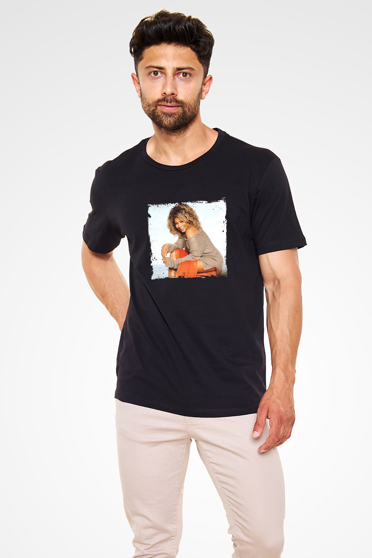 Tine Turner Baskılı Unisex Siyah Tişört