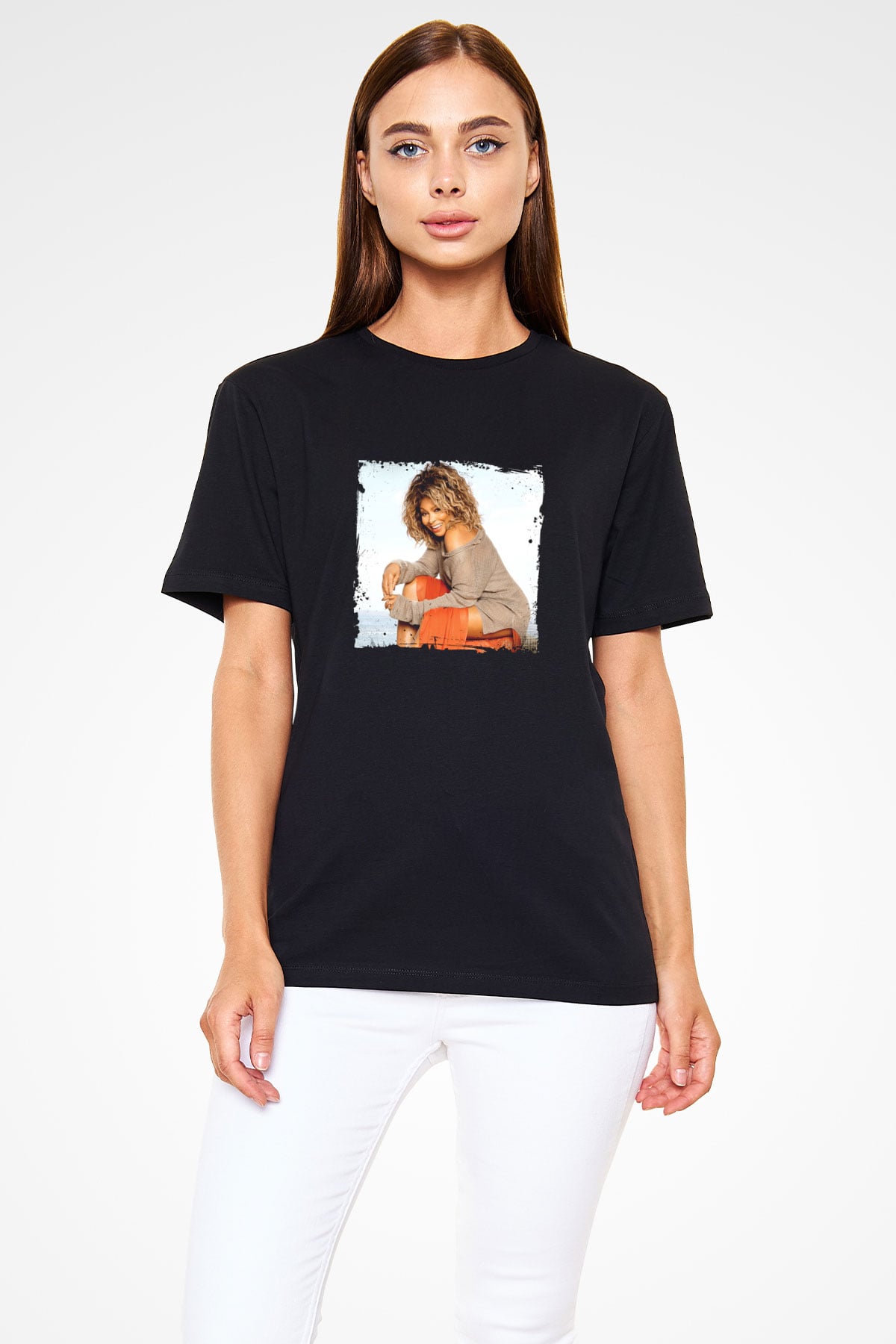 Tine Turner Baskılı Unisex Siyah Tişört