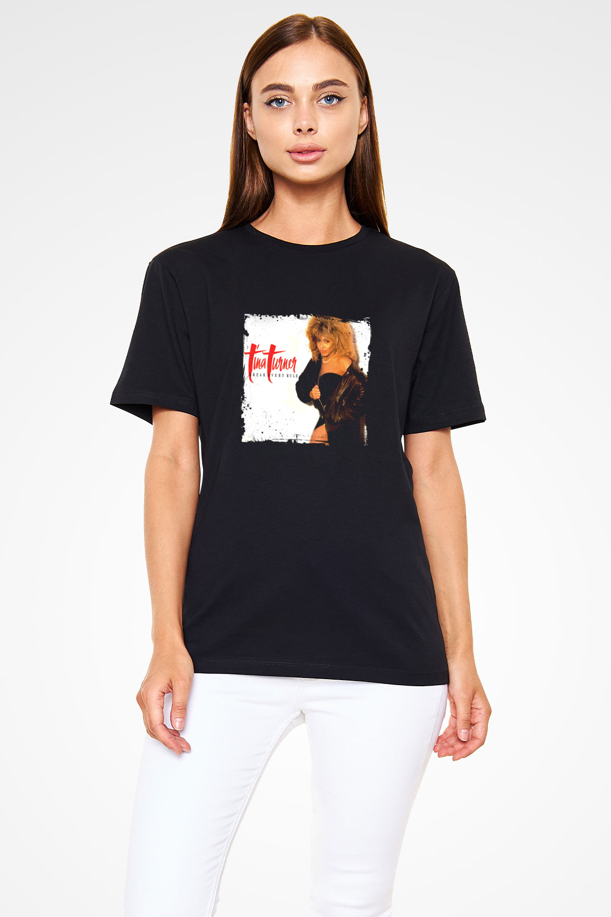 Tine Turner Baskılı Unisex Siyah Tişört