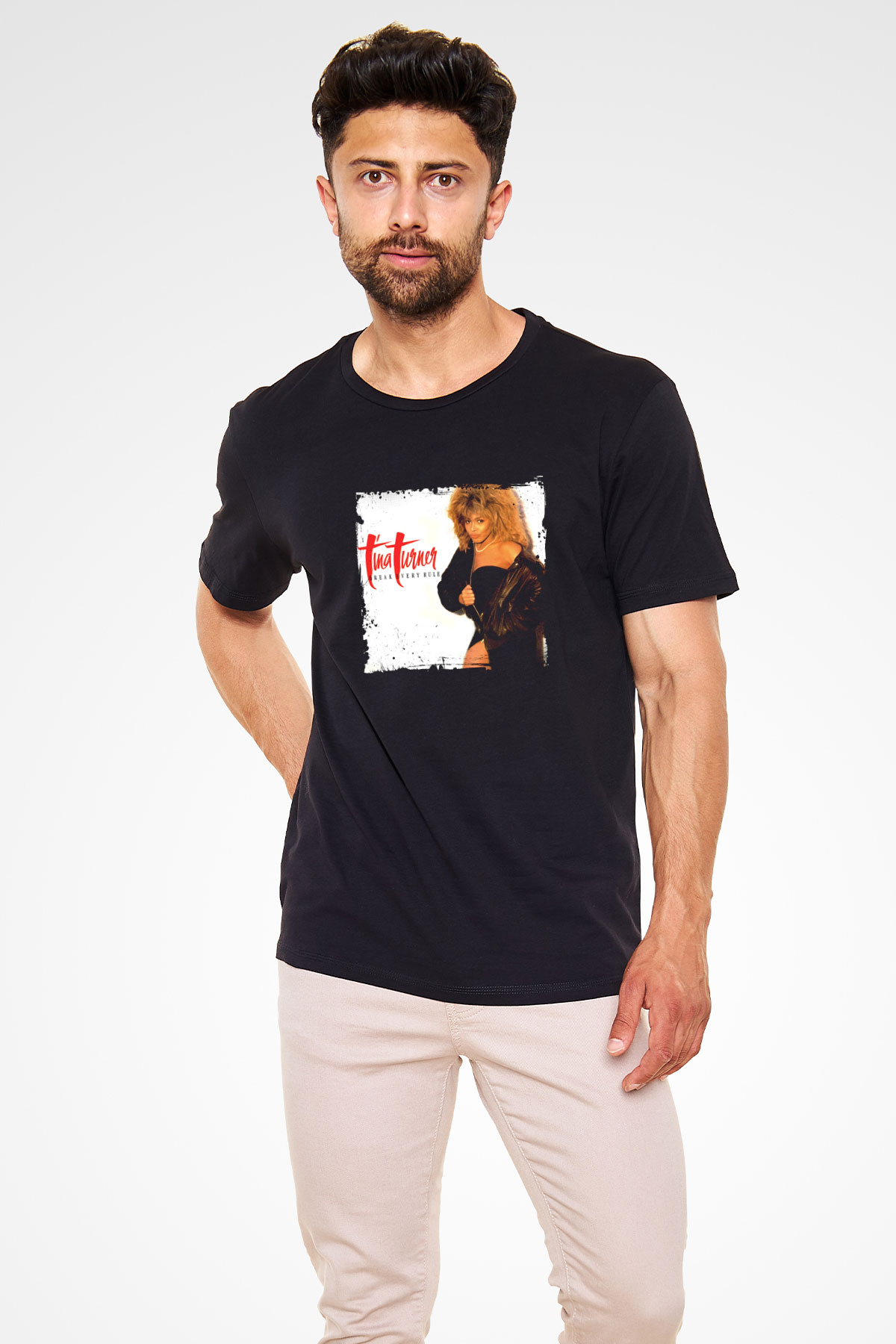 Tine Turner Baskılı Unisex Siyah Tişört