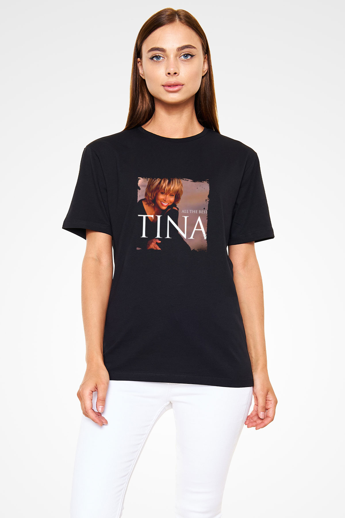 Tine Turner Baskılı Unisex Siyah Tişört