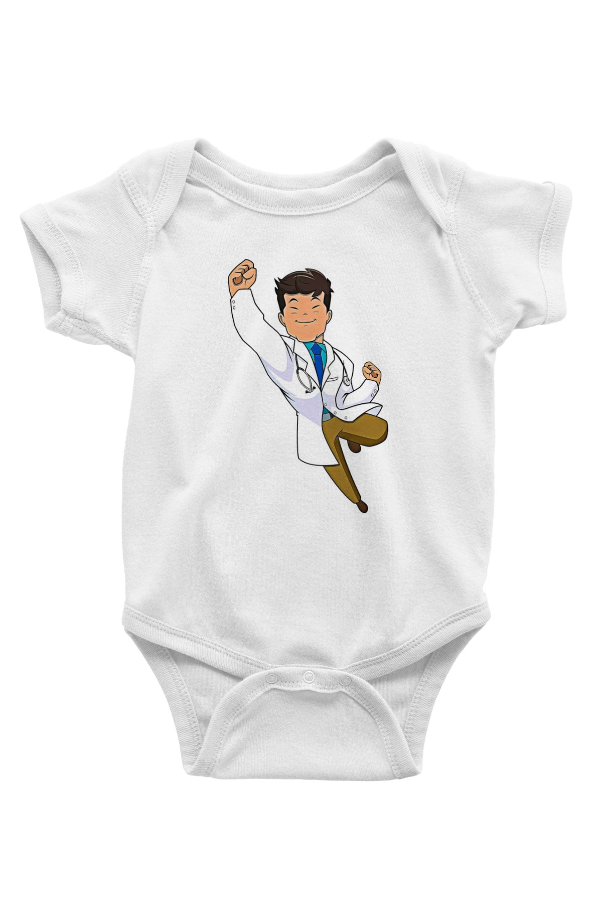 Tıp Bayramı Baskılı Beyaz Unisex Bebek Body - Zıbın