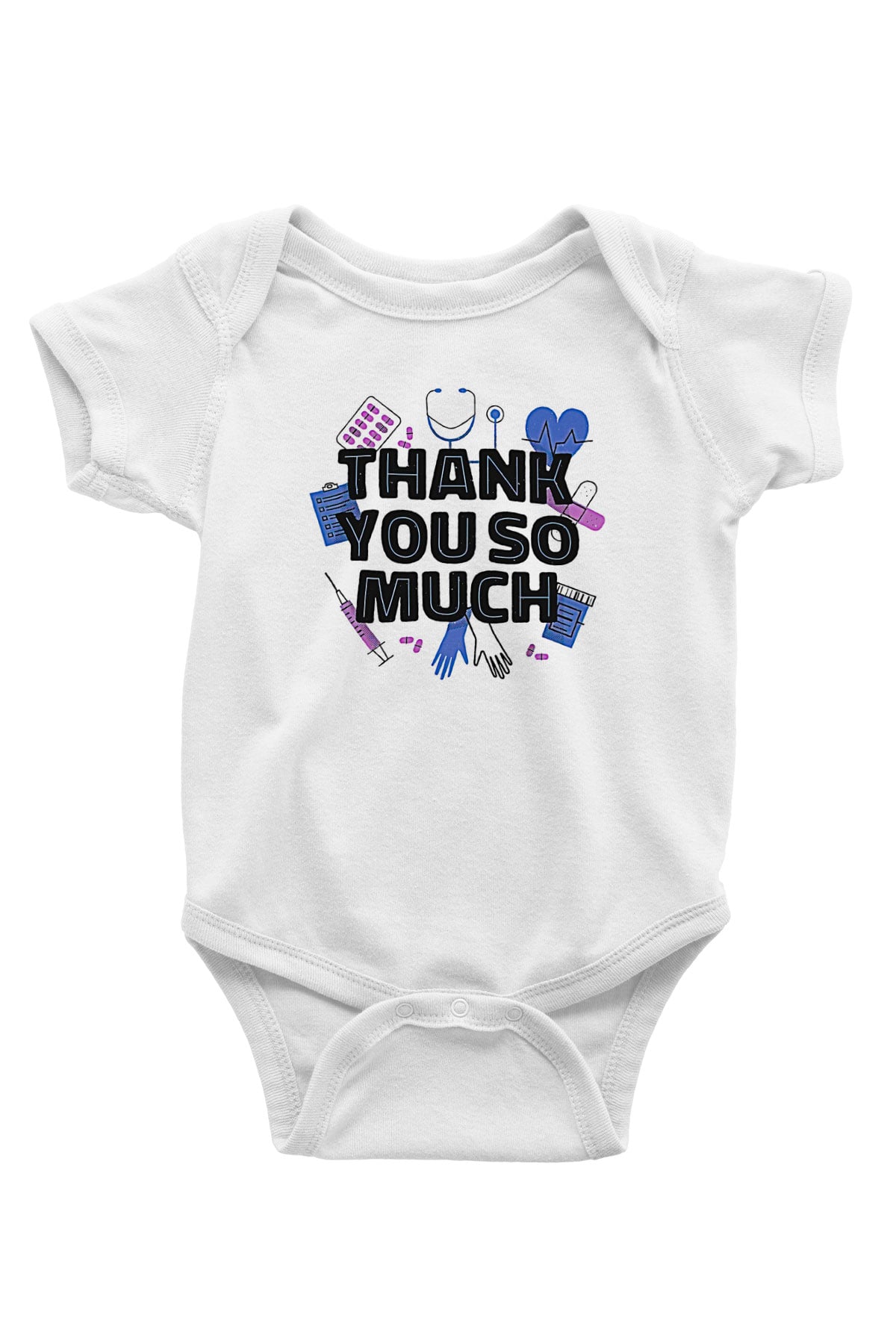 Tıp Bayramı Baskılı Beyaz Unisex Bebek Body - Zıbın