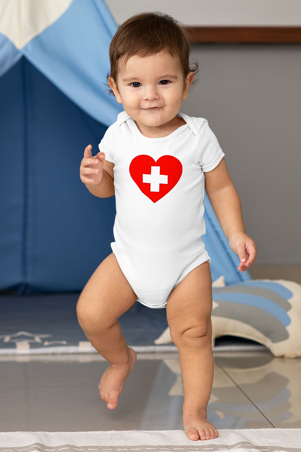 Tıp Bayramı Baskılı Beyaz Unisex Bebek Body - Zıbın