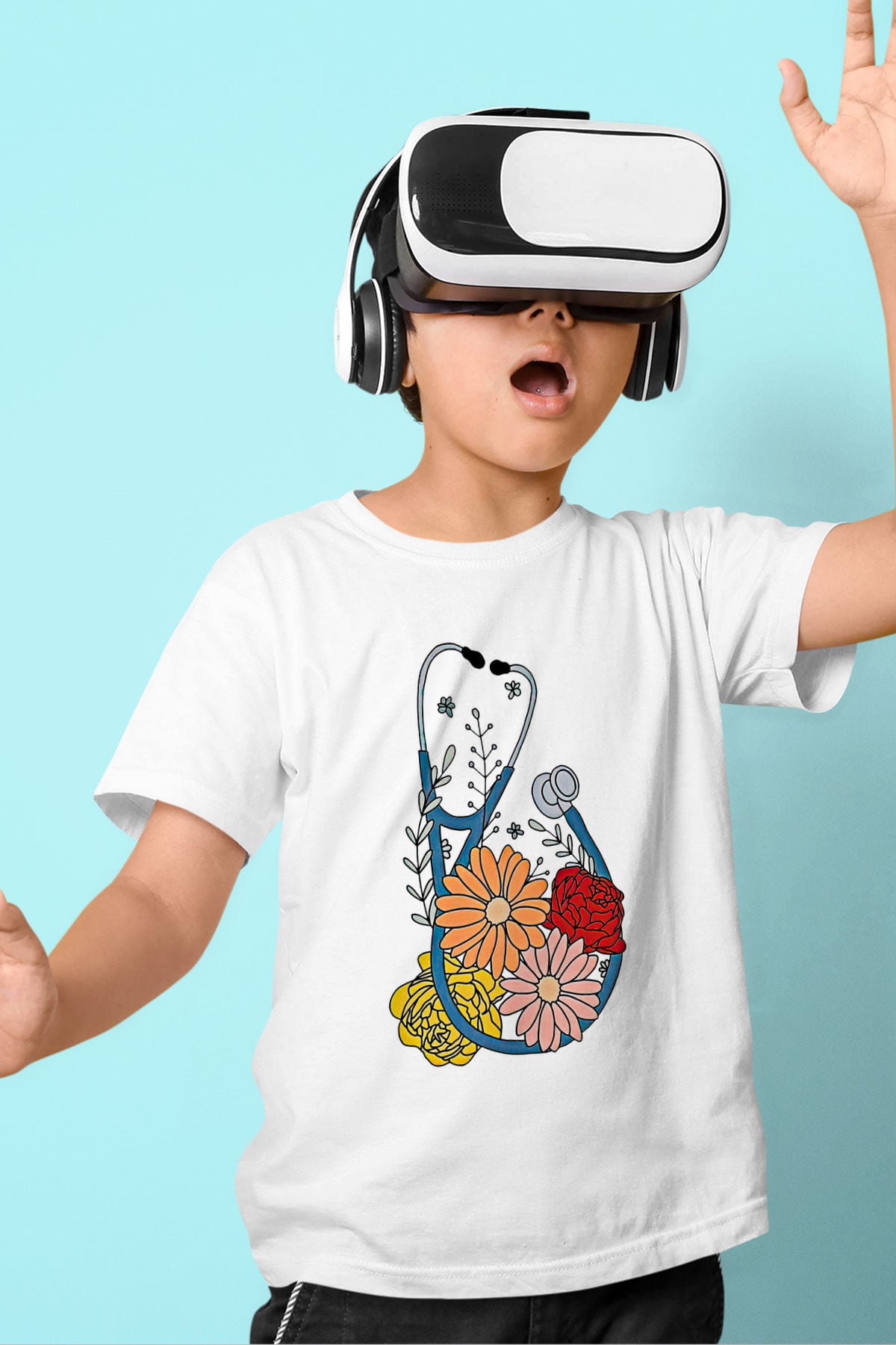 Tıp Bayramı Baskılı Beyaz Unisex Beyaz Çocuk Tişört - Tshirt