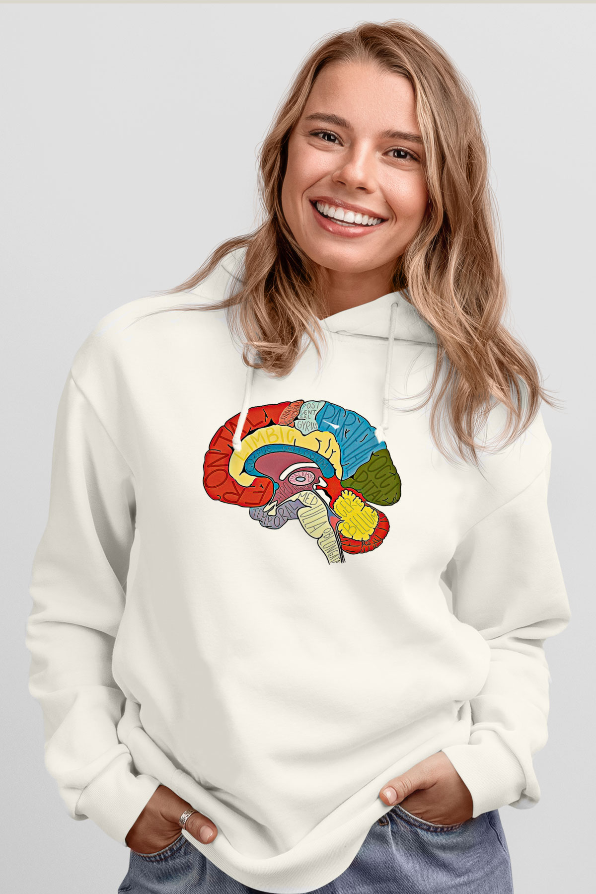 Tıp Bayramı Baskılı Beyaz Unisex Kapüşonlu Sweatshirt