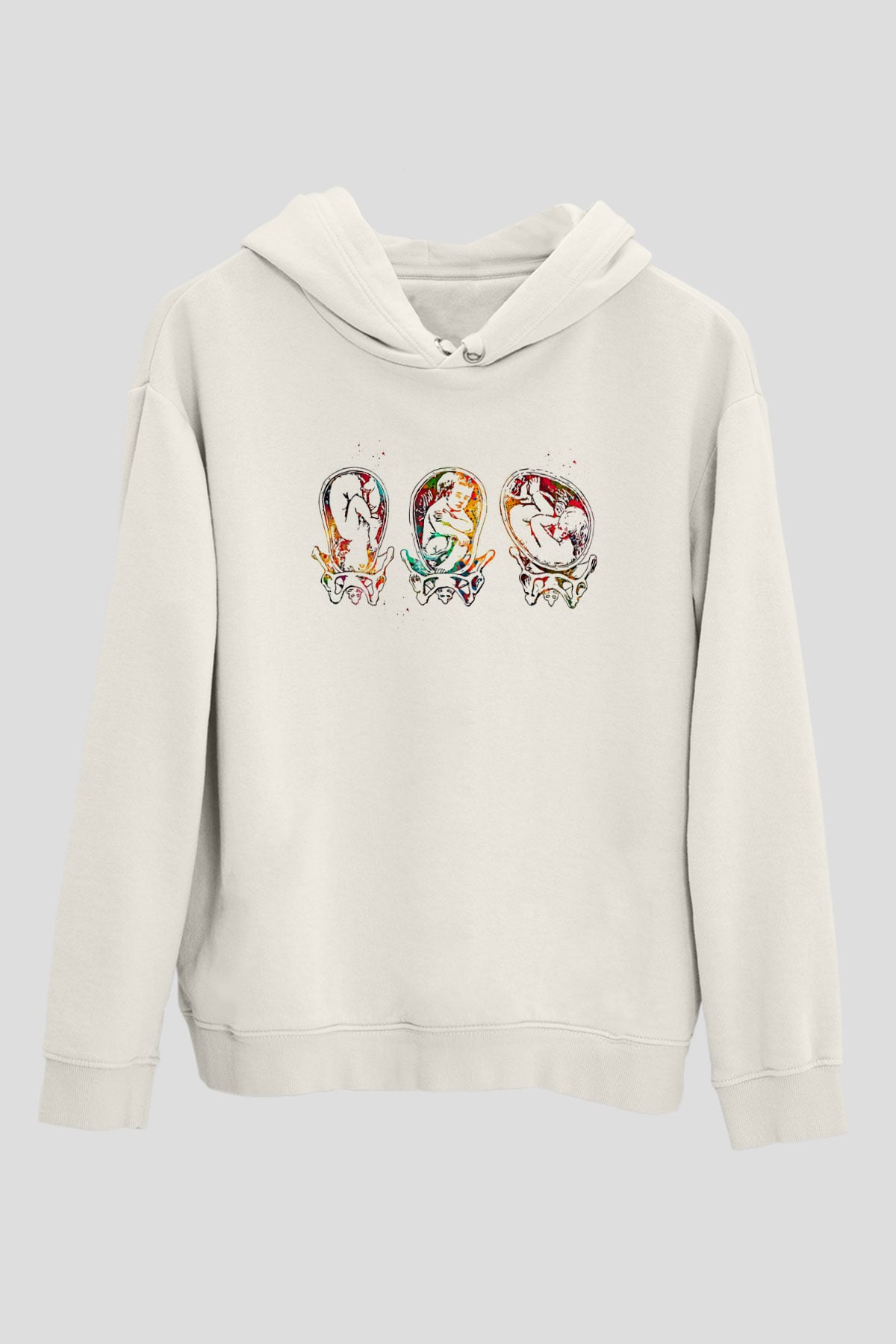 Tıp Bayramı Baskılı Beyaz Unisex Kapüşonlu Sweatshirt