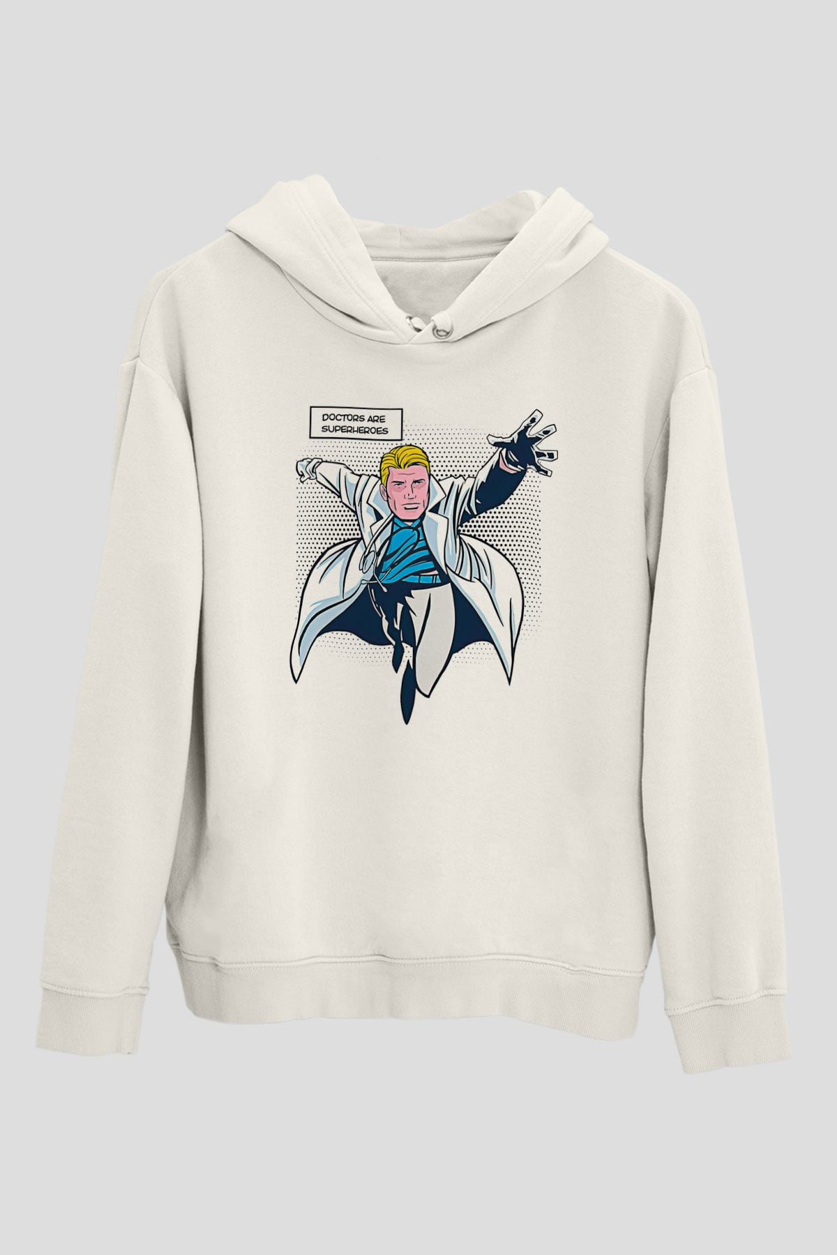 Tıp Bayramı Baskılı Beyaz Unisex Kapüşonlu Sweatshirt