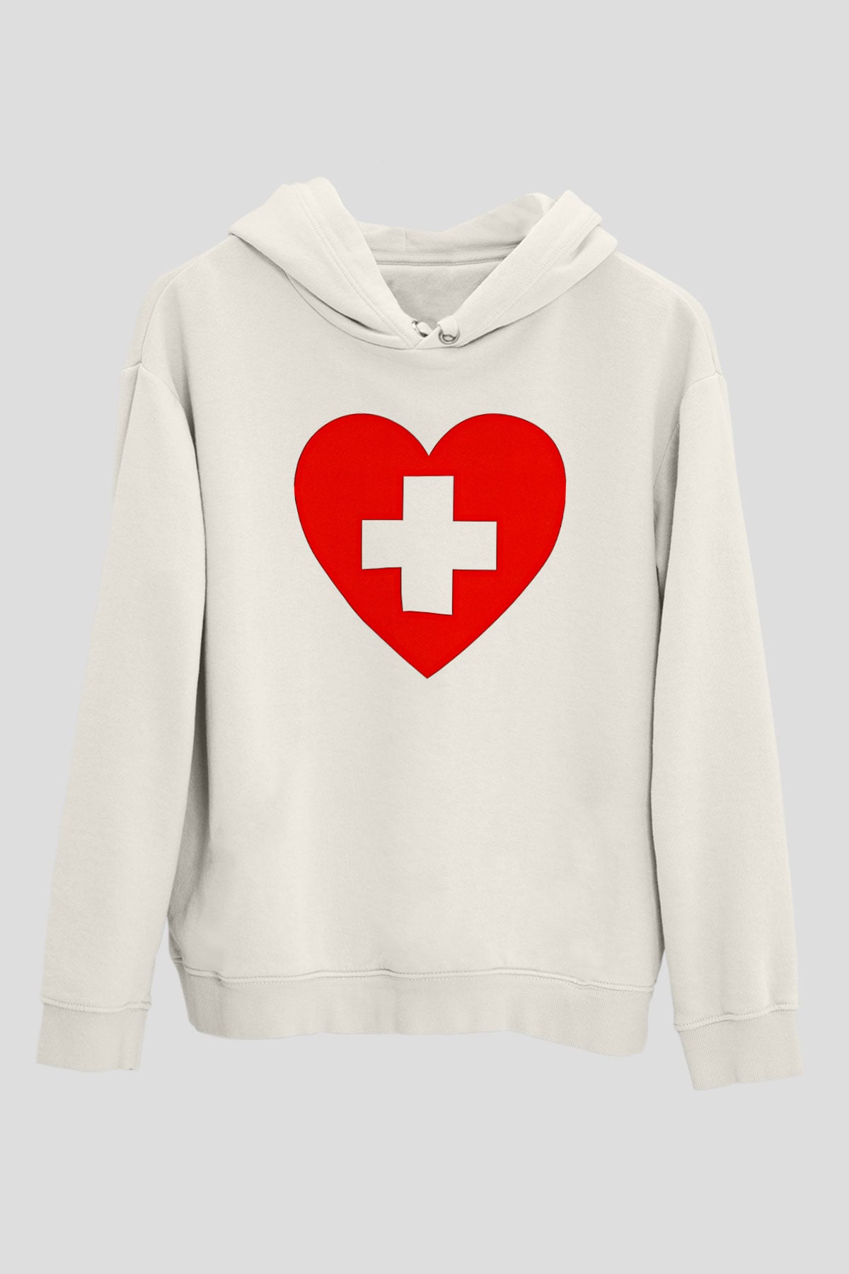 Tıp Bayramı Baskılı Beyaz Unisex Kapüşonlu Sweatshirt