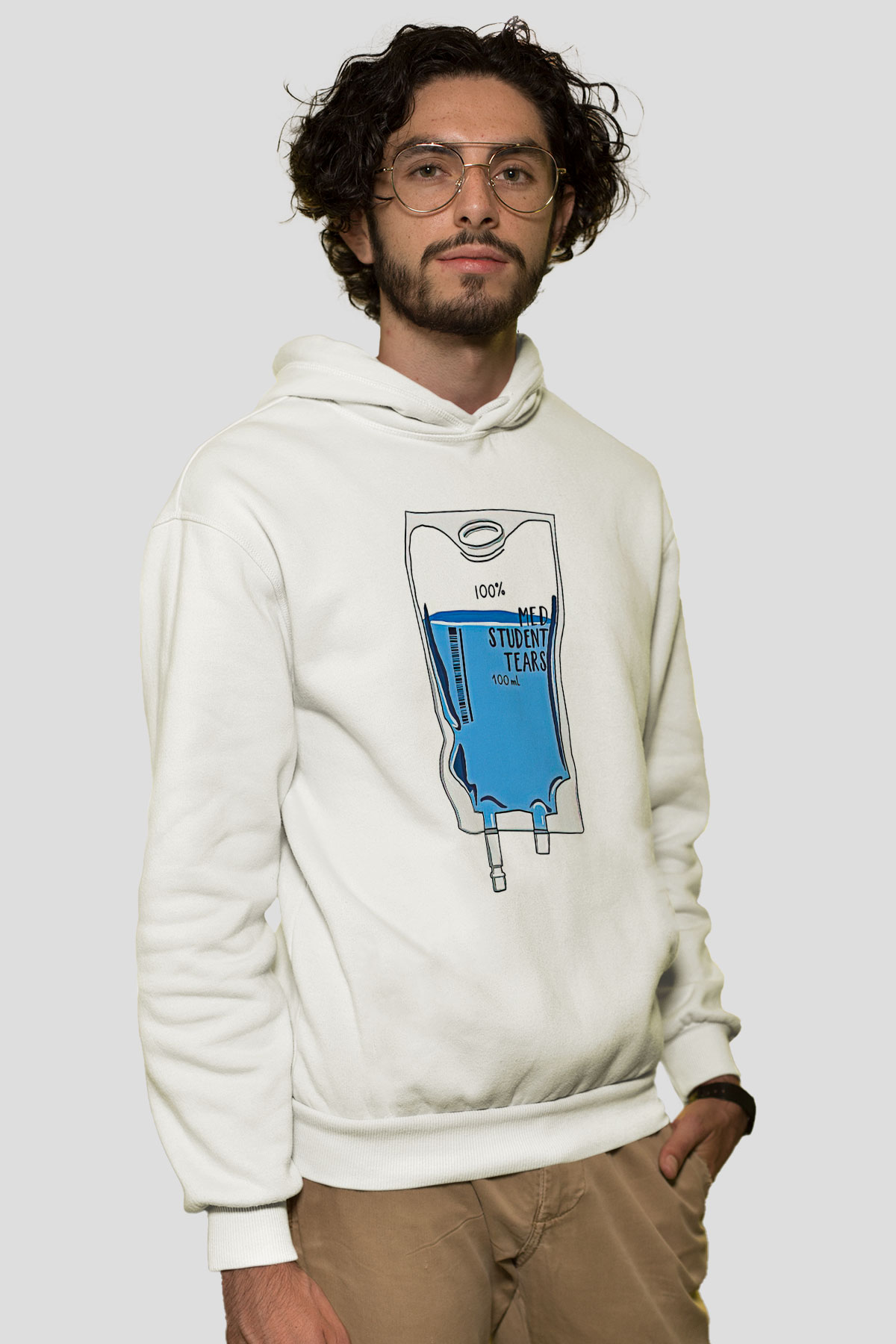 Tıp Bayramı Baskılı Beyaz Unisex Kapüşonlu Sweatshirt