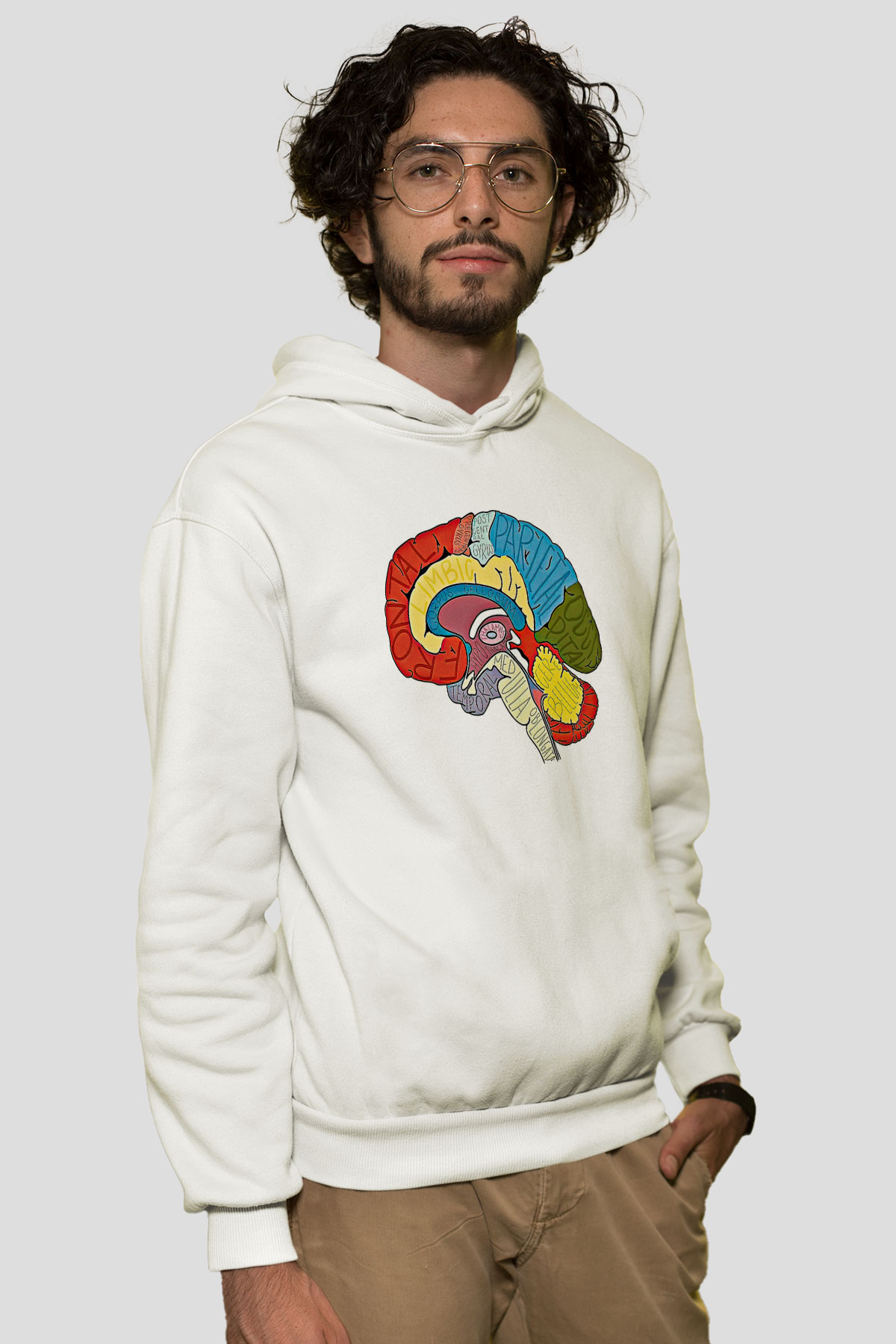Tıp Bayramı Baskılı Beyaz Unisex Kapüşonlu Sweatshirt