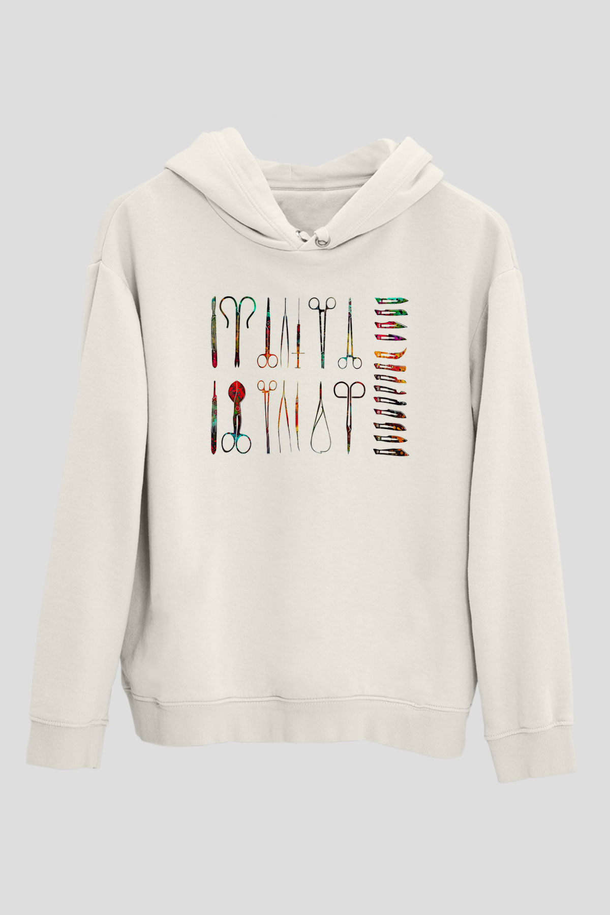 Tıp Bayramı Baskılı Beyaz Unisex Kapüşonlu Sweatshirt