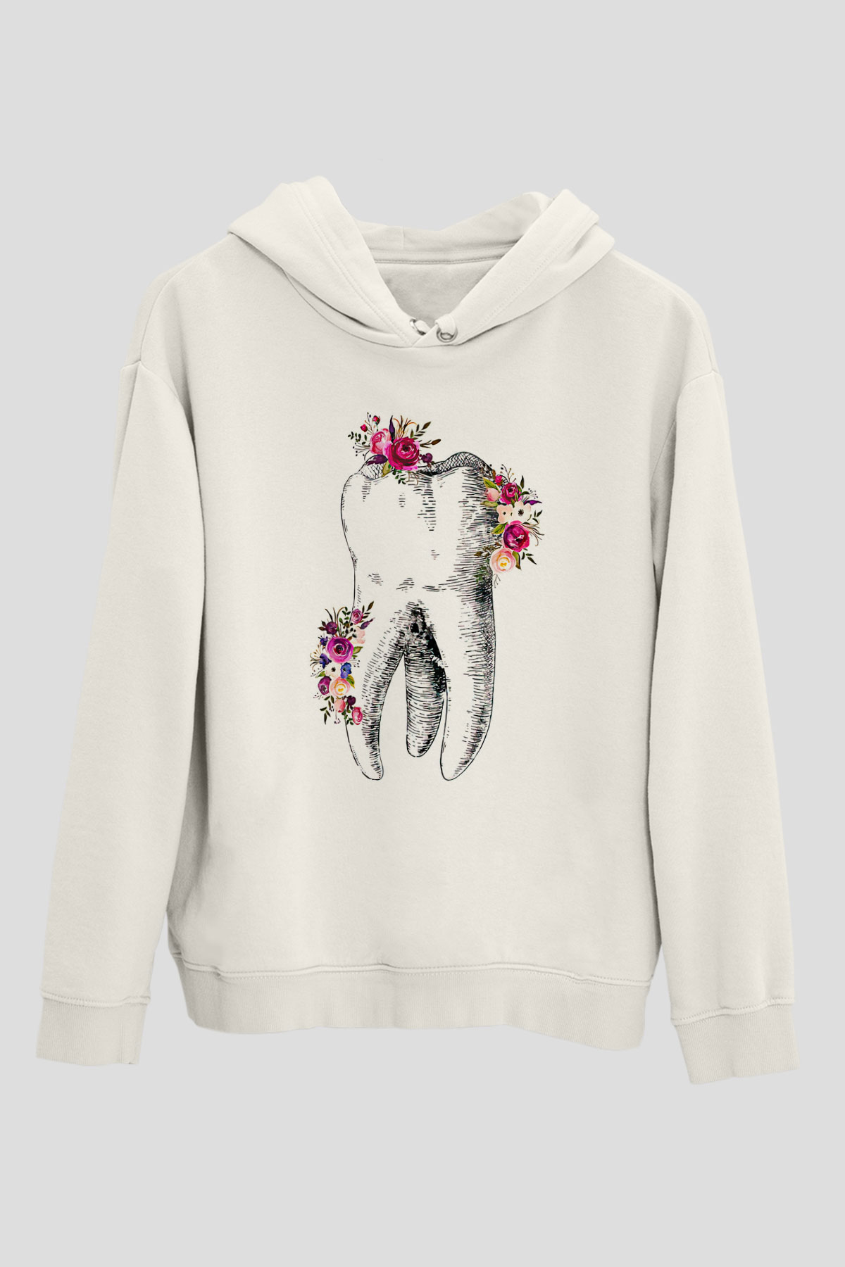 Tıp Bayramı Baskılı Beyaz Unisex Kapüşonlu Sweatshirt