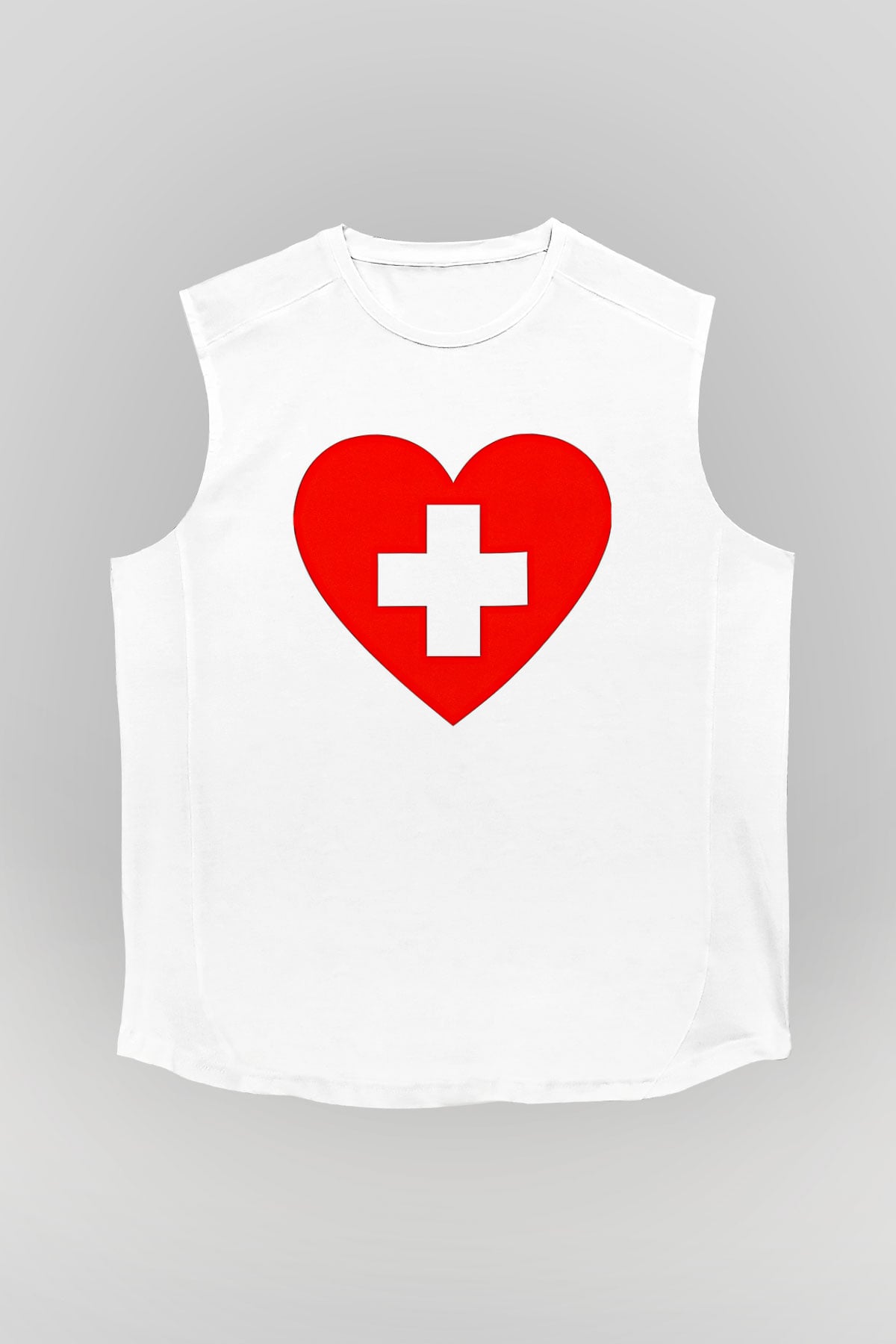 Tıp Bayramı Baskılı Beyaz Unisex Kolsuz Tişört - Tshirt