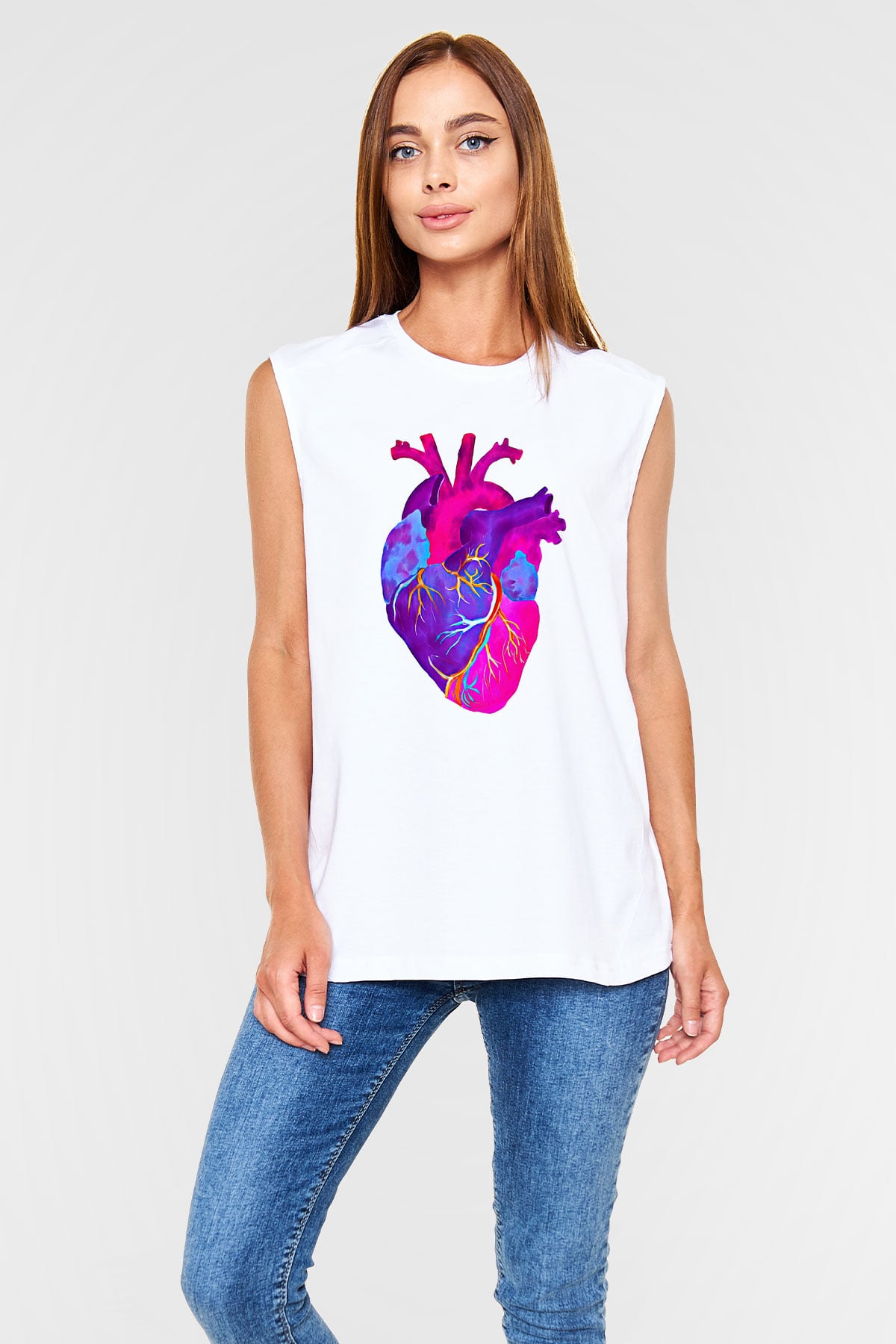Tıp Bayramı Baskılı Beyaz Unisex Kolsuz Tişört - Tshirt
