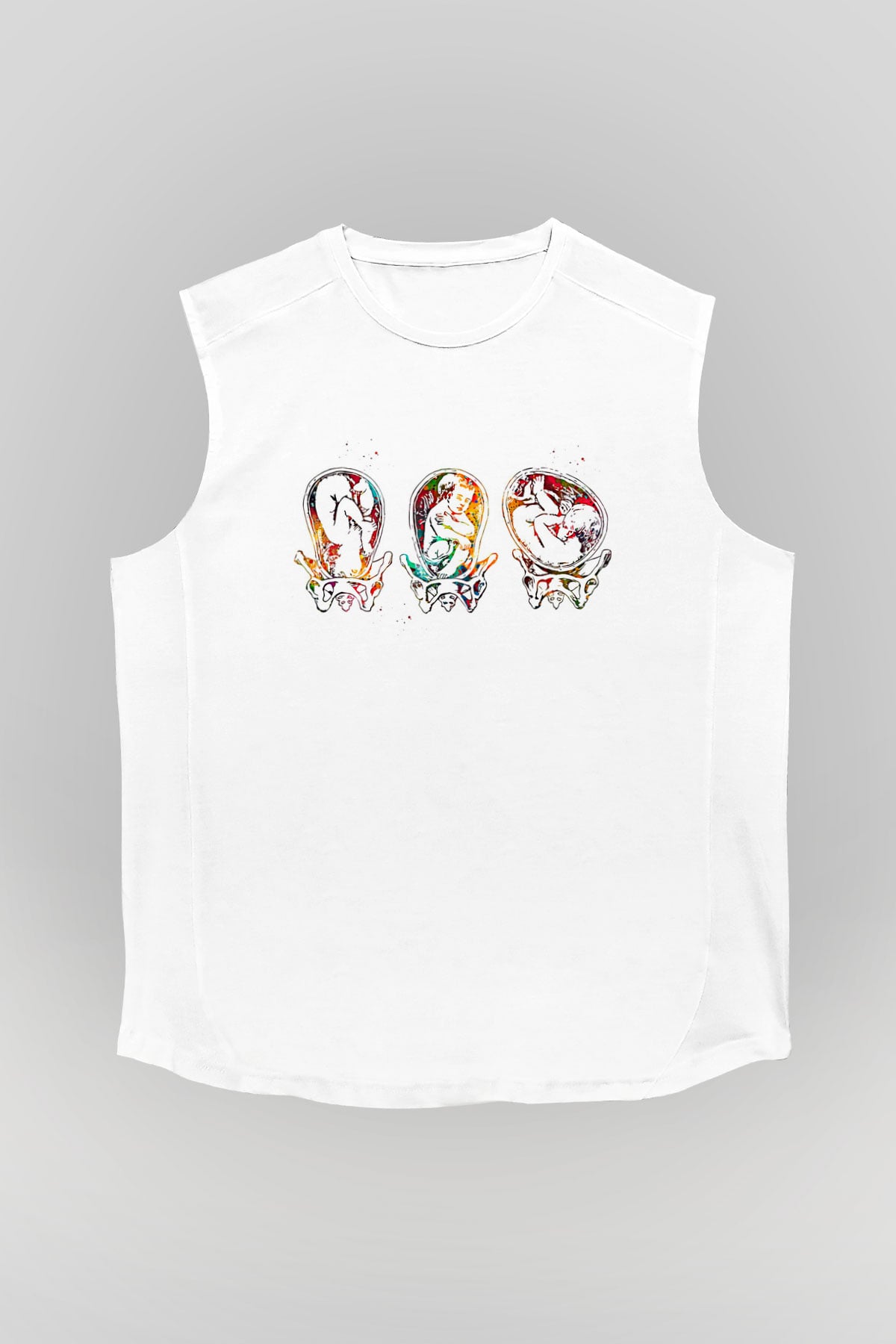 Tıp Bayramı Baskılı Beyaz Unisex Kolsuz Tişört - Tshirt