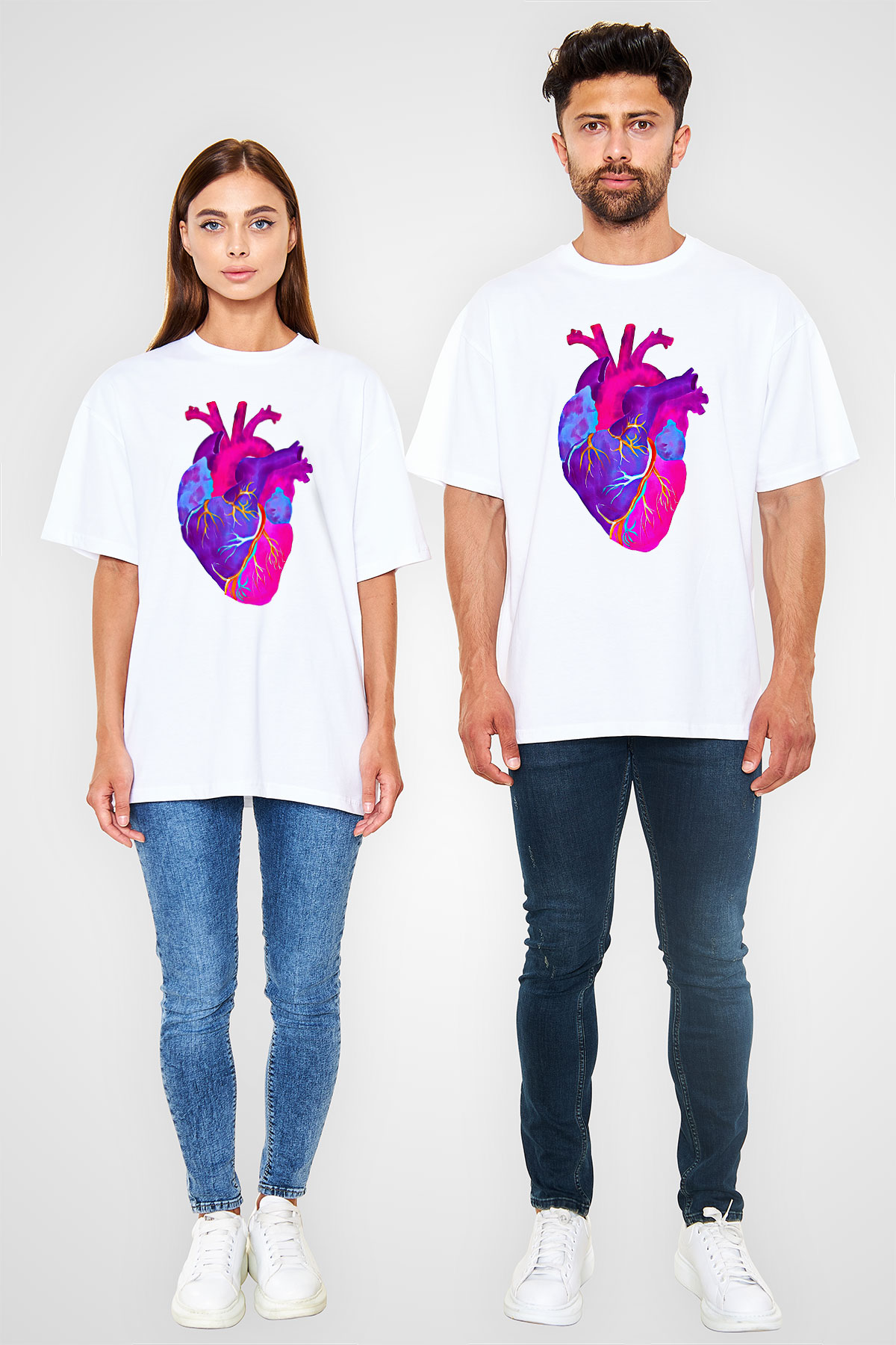 Tıp Bayramı Baskılı Beyaz Unisex Oversize Tişört - Tshirt
