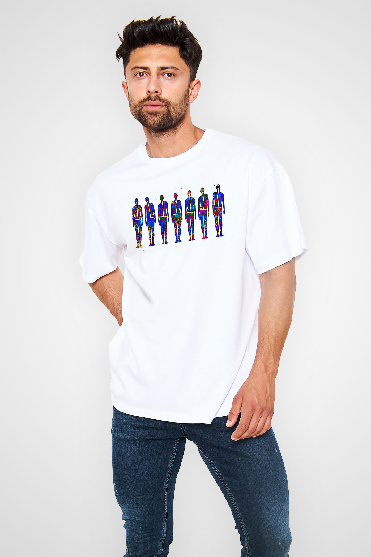 Tıp Bayramı Baskılı Beyaz Unisex Oversize Tişört - Tshirt