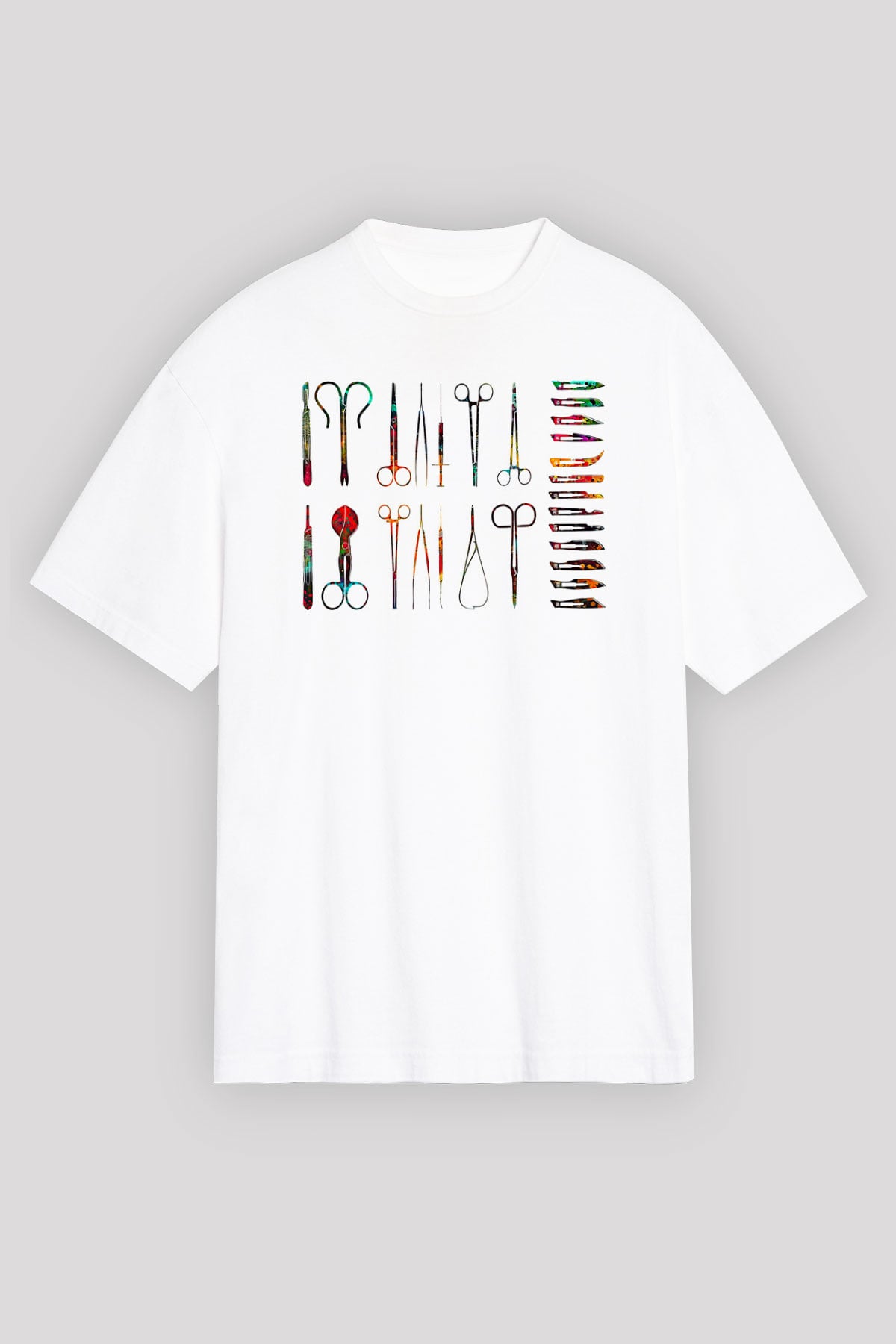 Tıp Bayramı Baskılı Beyaz Unisex Oversize Tişört - Tshirt