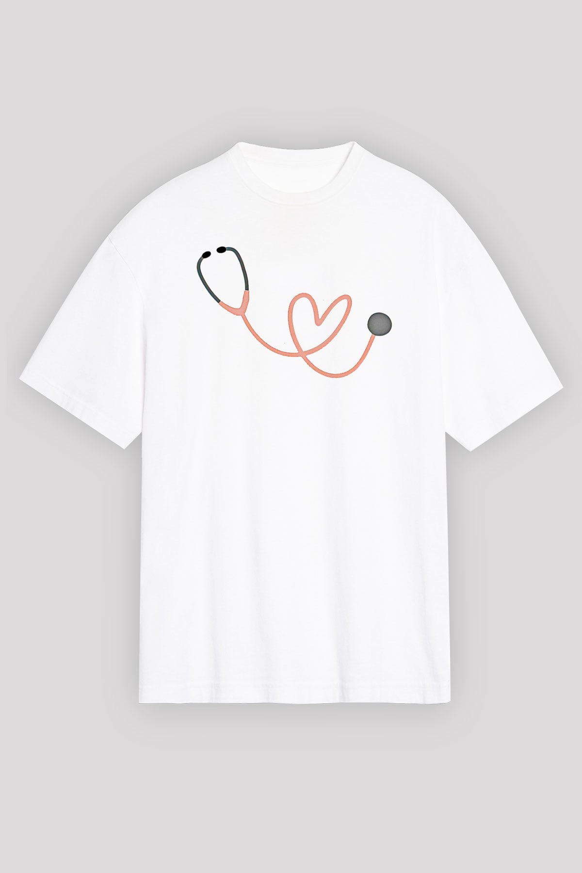 Tıp Bayramı Baskılı Beyaz Unisex Oversize Tişört - Tshirt