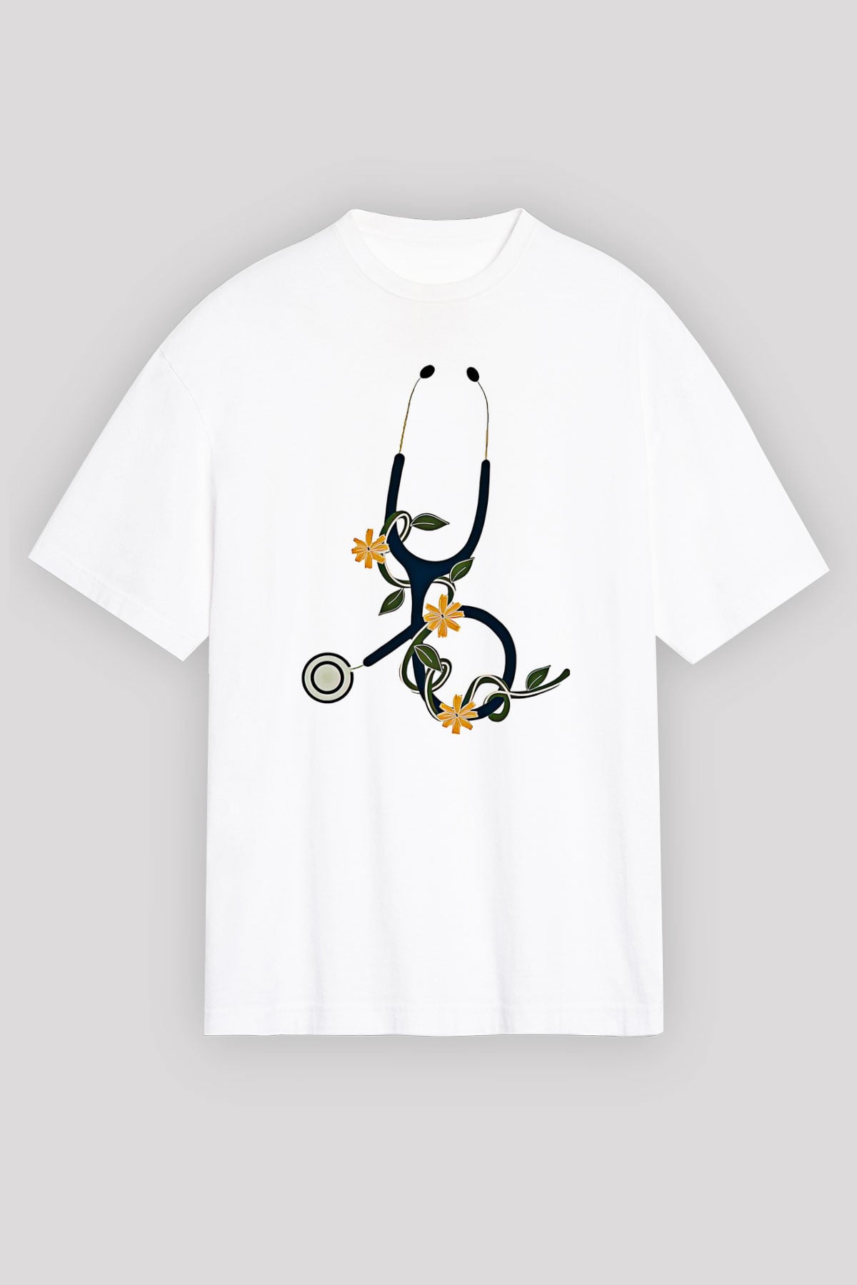 Tıp Bayramı Baskılı Beyaz Unisex Oversize Tişört - Tshirt