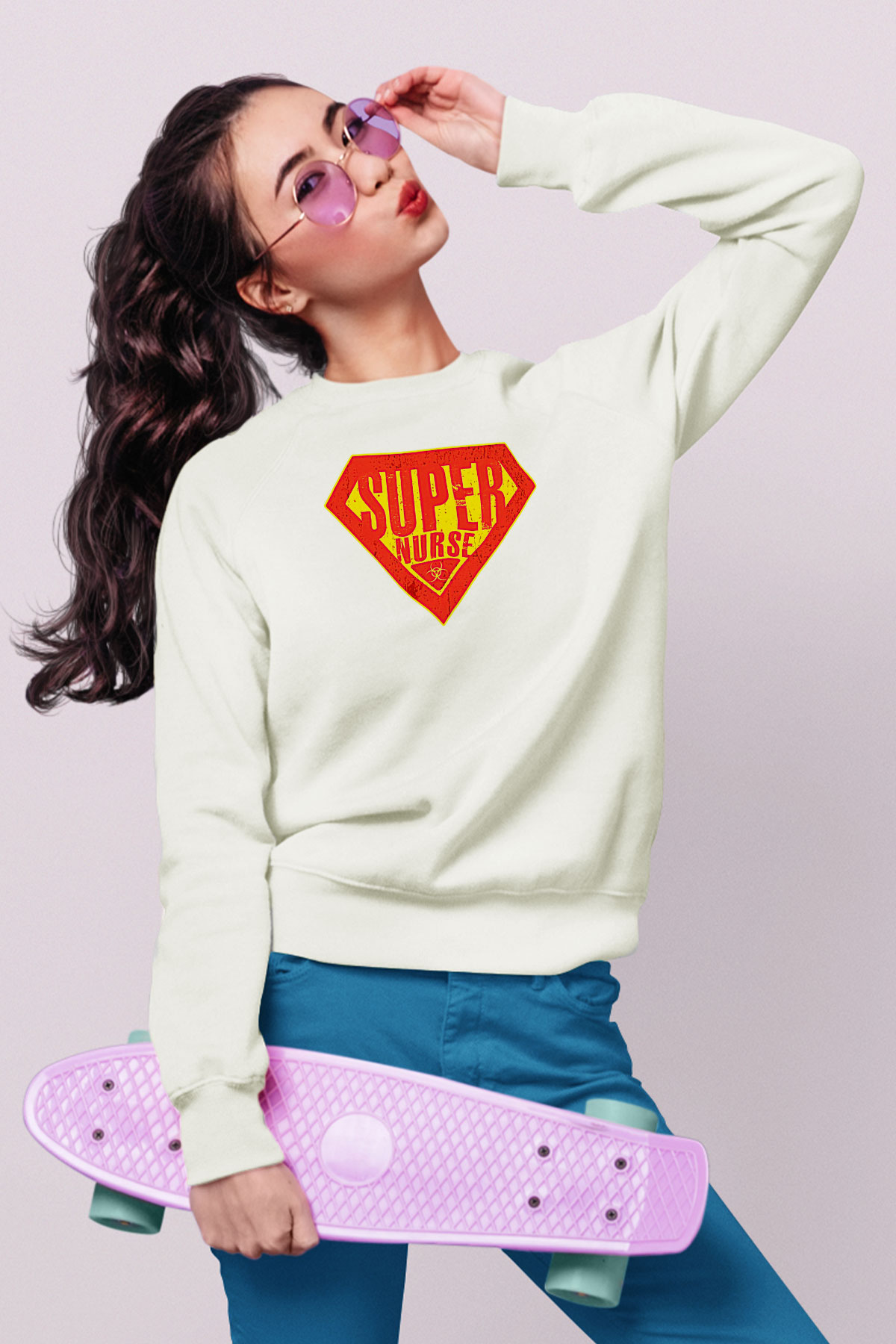Tıp Bayramı Baskılı Beyaz Unisex Sweatshirt