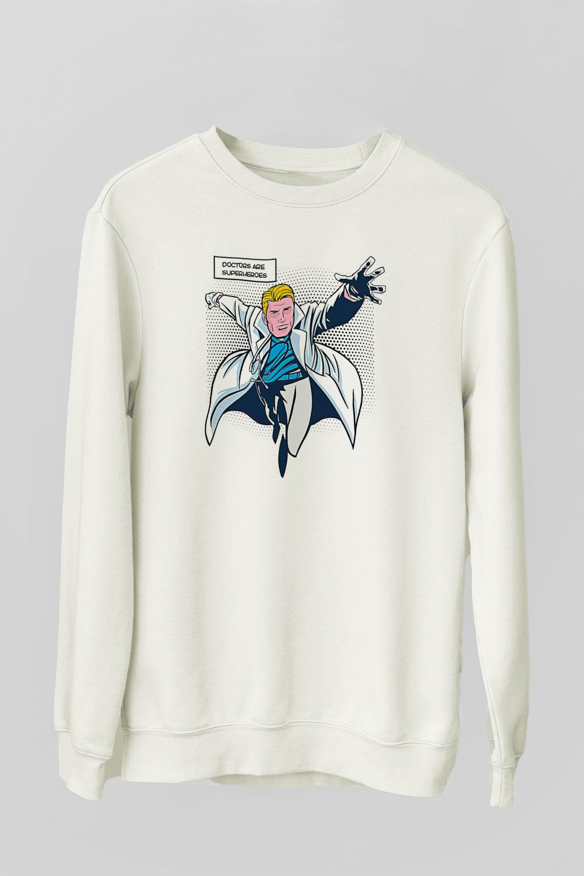 Tıp Bayramı Baskılı Beyaz Unisex Sweatshirt