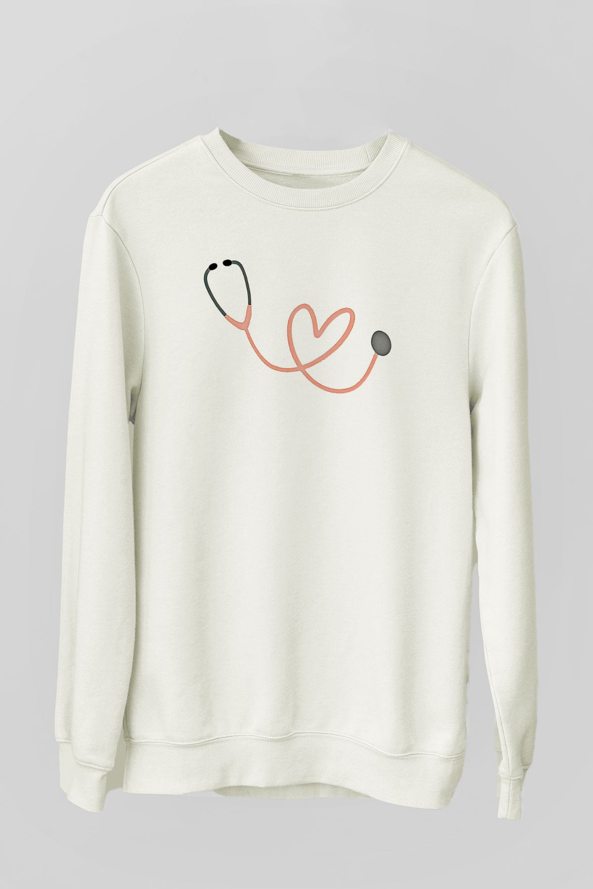 Tıp Bayramı Baskılı Beyaz Unisex Sweatshirt