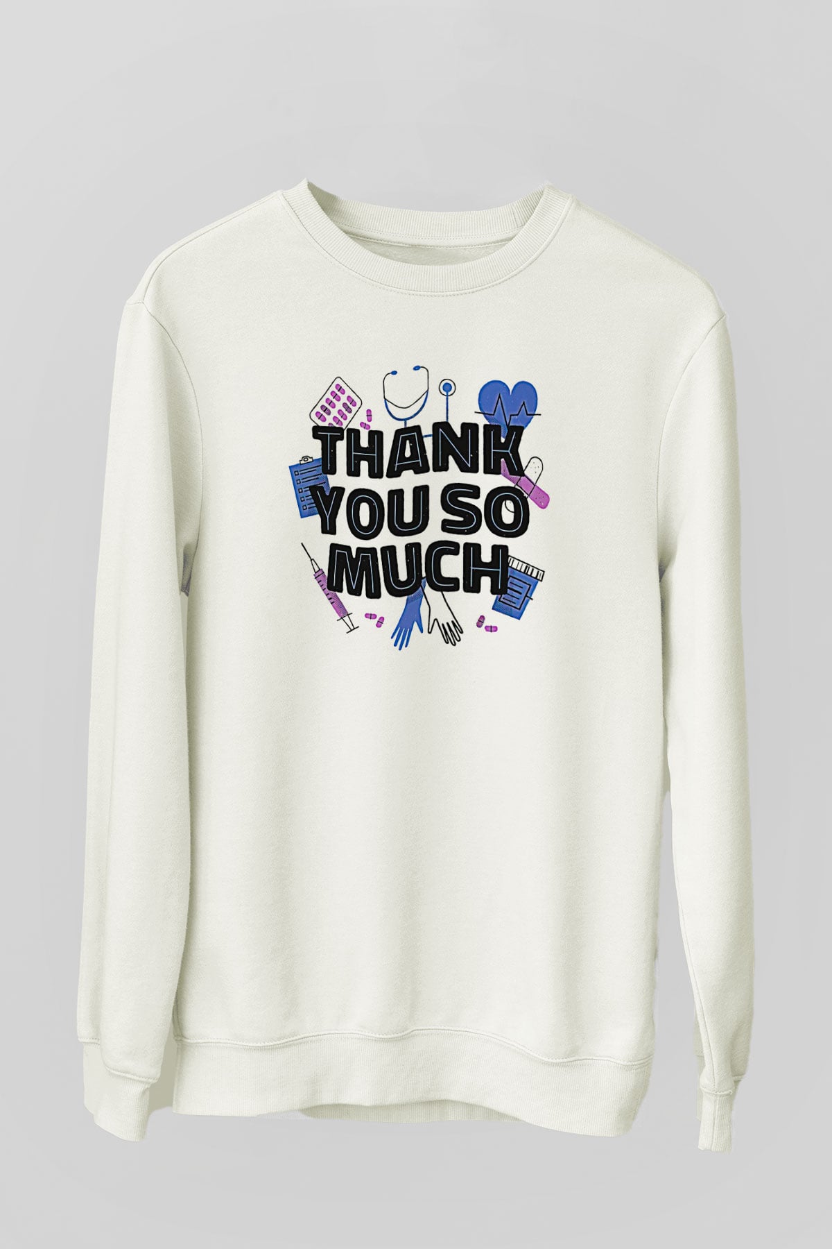 Tıp Bayramı Baskılı Beyaz Unisex Sweatshirt