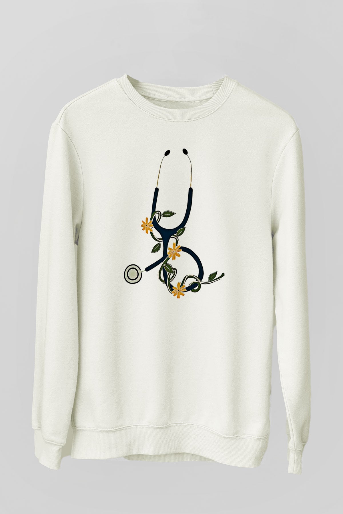 Tıp Bayramı Baskılı Beyaz Unisex Sweatshirt