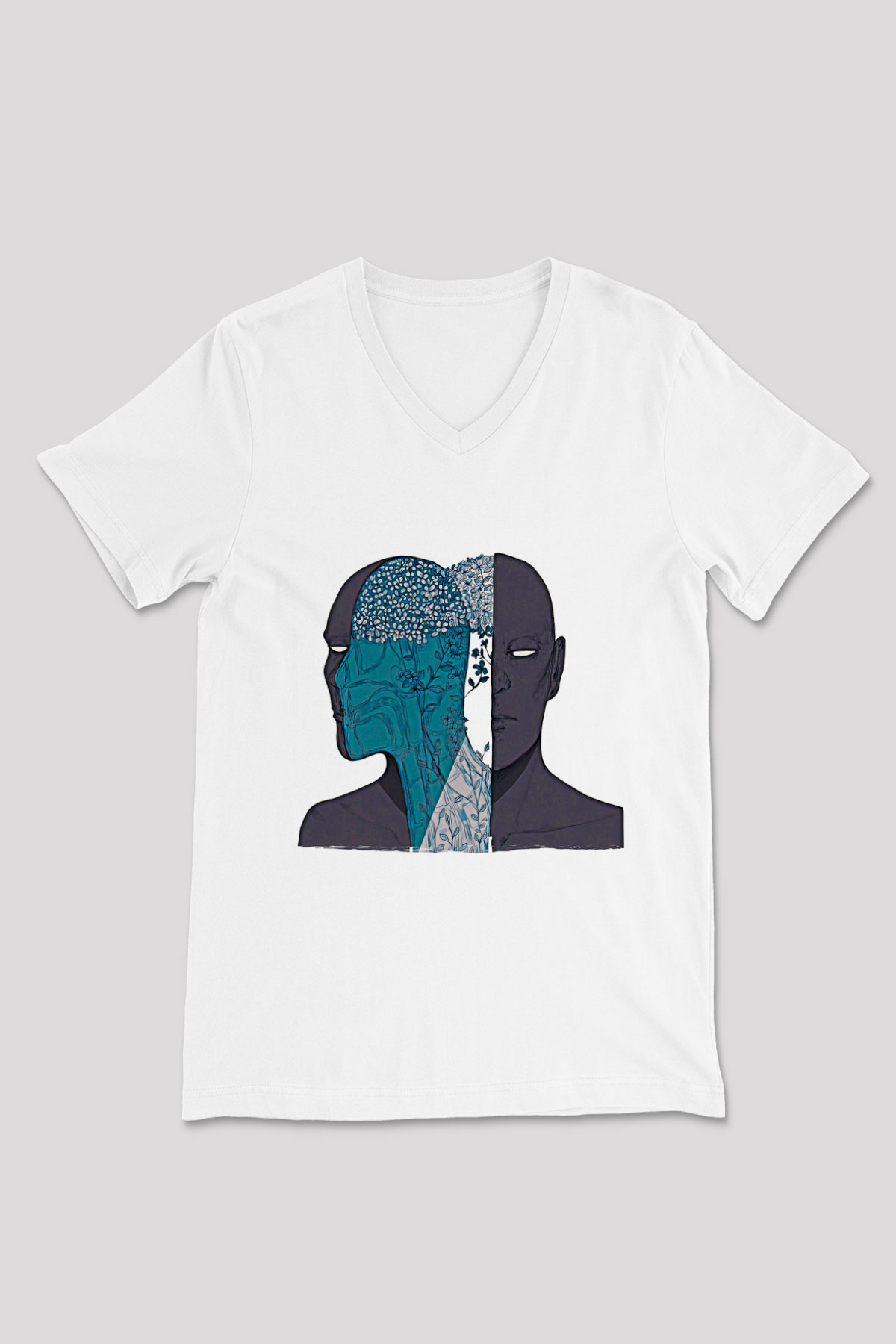 Tıp Bayramı Baskılı Beyaz Unisex V Yaka Tişört - Tshirt