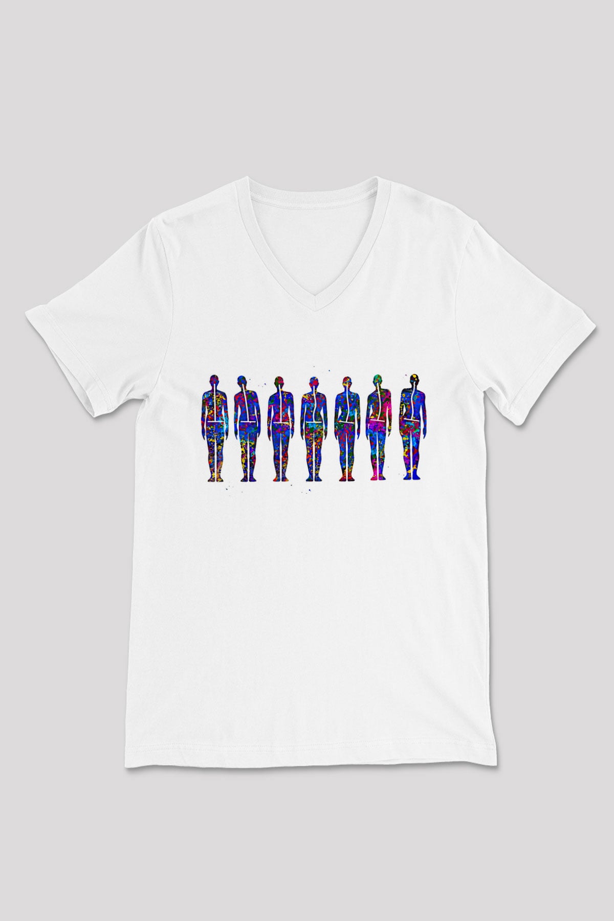 Tıp Bayramı Baskılı Beyaz Unisex V Yaka Tişört - Tshirt