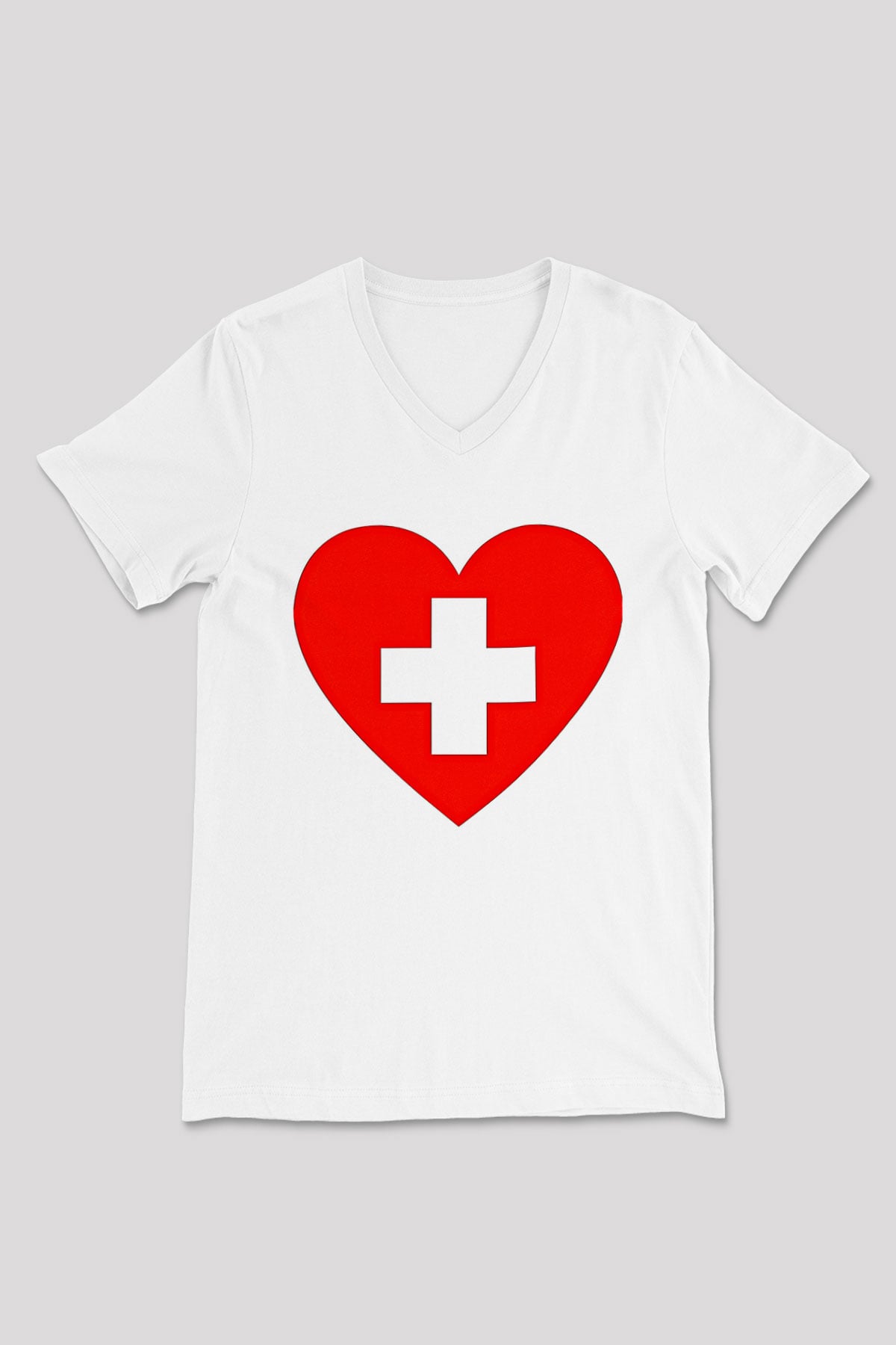 Tıp Bayramı Baskılı Beyaz Unisex V Yaka Tişört - Tshirt