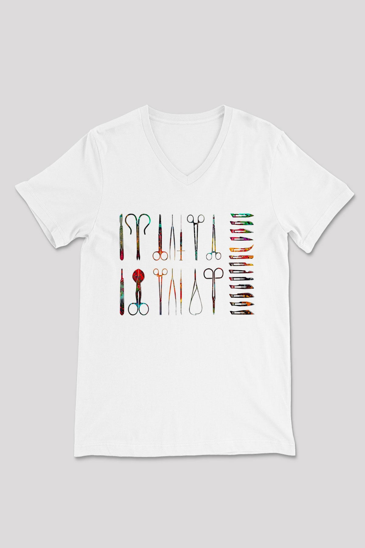 Tıp Bayramı Baskılı Beyaz Unisex V Yaka Tişört - Tshirt
