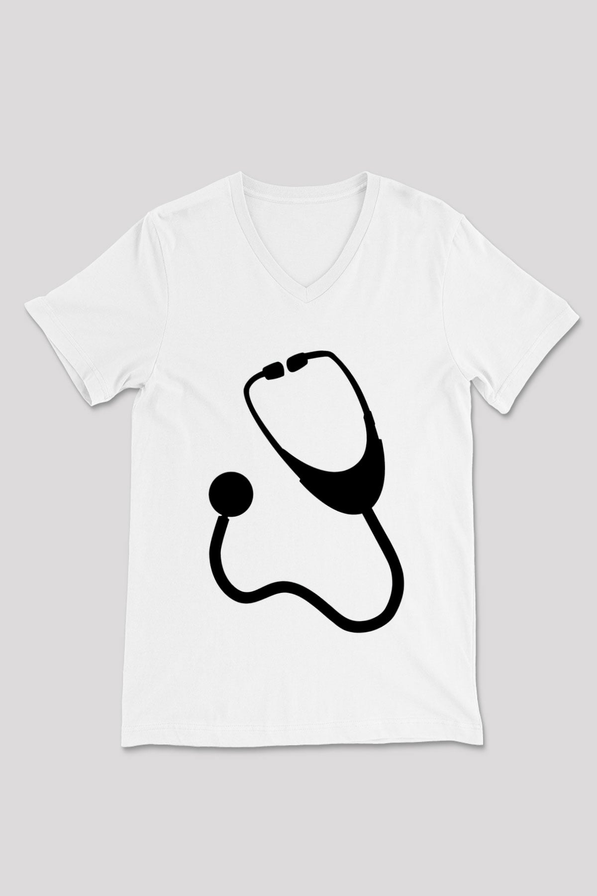 Tıp Bayramı Baskılı Beyaz Unisex V Yaka Tişört - Tshirt