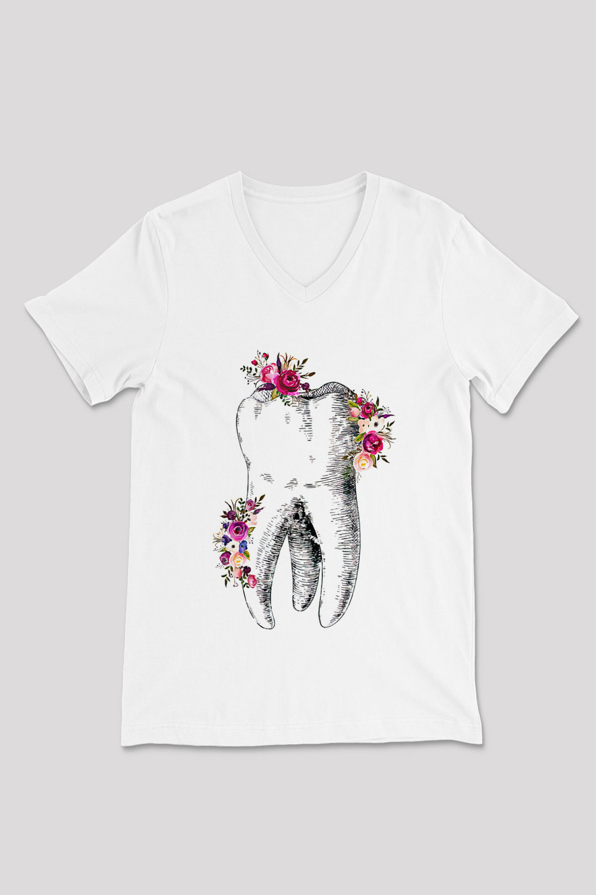 Tıp Bayramı Baskılı Beyaz Unisex V Yaka Tişört - Tshirt
