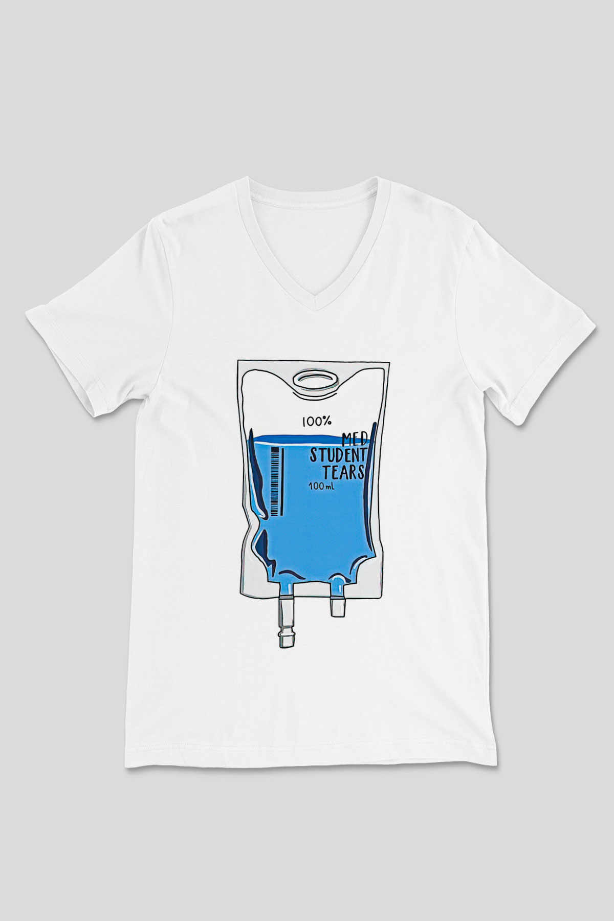 Tıp Bayramı Baskılı Beyaz Unisex V Yaka Tişört - Tshirt