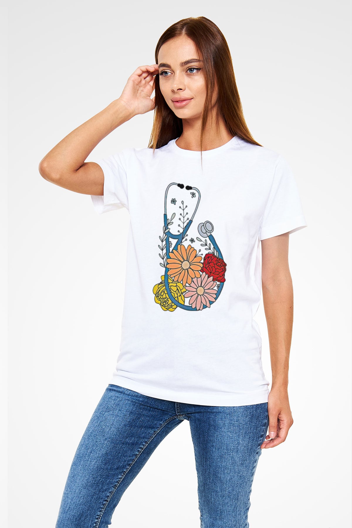Tıp Bayramı Baskılı Unisex Beyaz Tişört - Tshirt