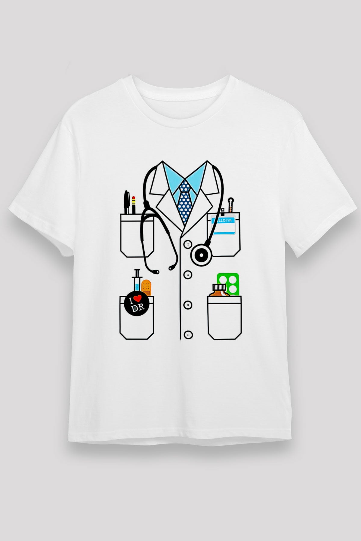 Tıp Bayramı Baskılı Unisex Beyaz Tişört - Tshirt