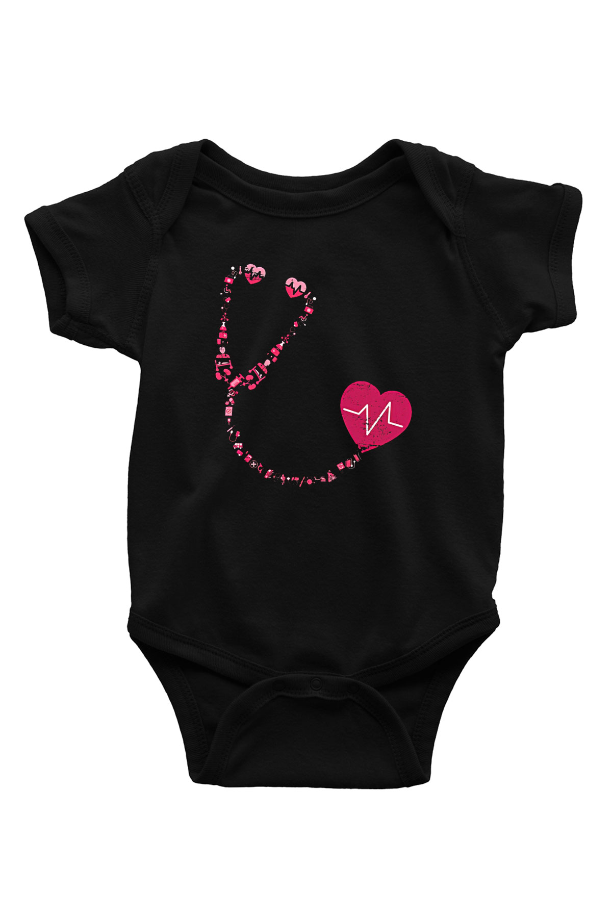 Tıp Bayramı Baskılı Unisex Siyah Bebek Body - Zıbın