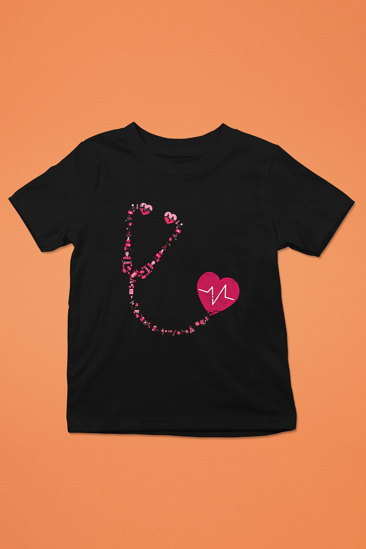 Tıp Bayramı Baskılı Unisex Siyah Çocuk Tişört - Tshirt