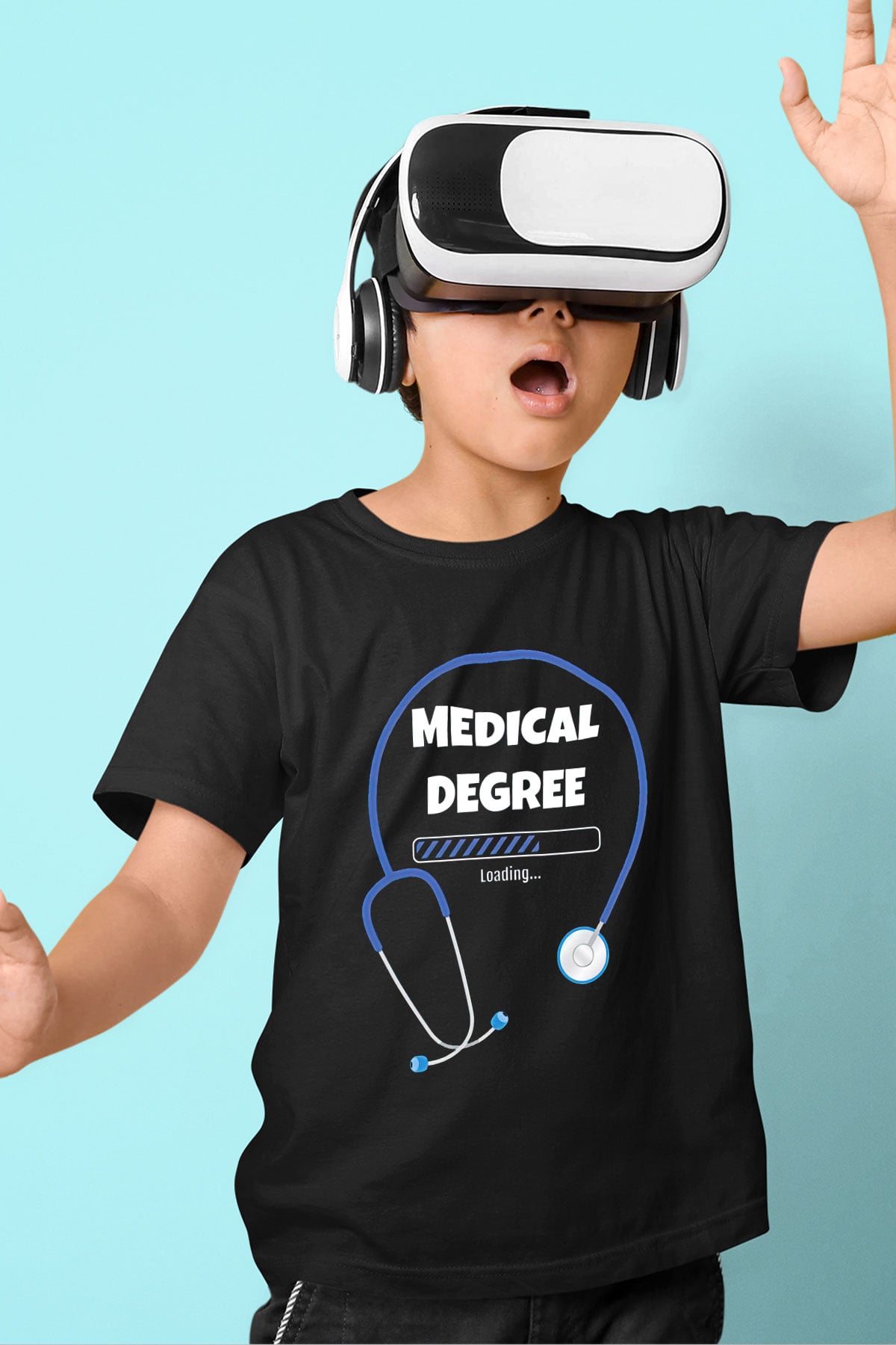 Tıp Bayramı Baskılı Unisex Siyah Çocuk Tişört - Tshirt