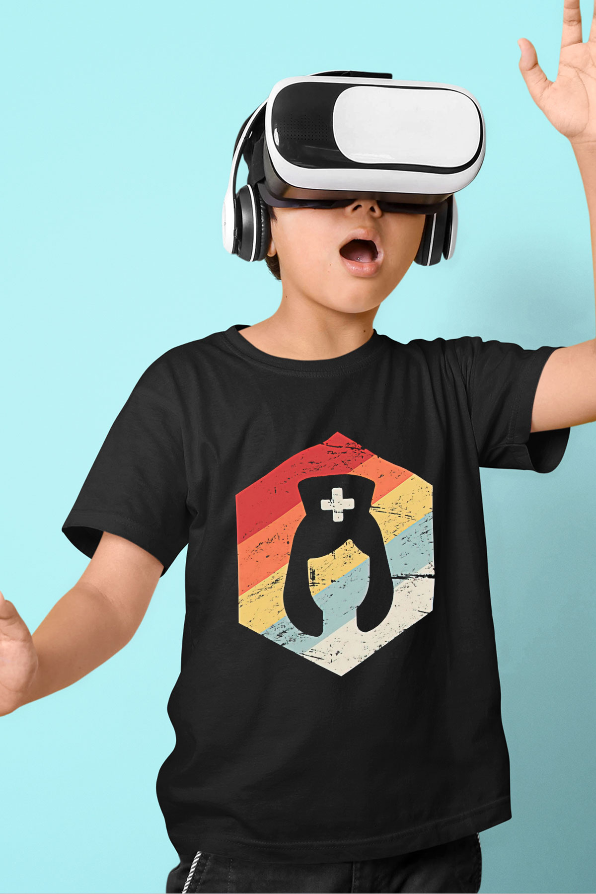 Tıp Bayramı Baskılı Unisex Siyah Çocuk Tişört - Tshirt